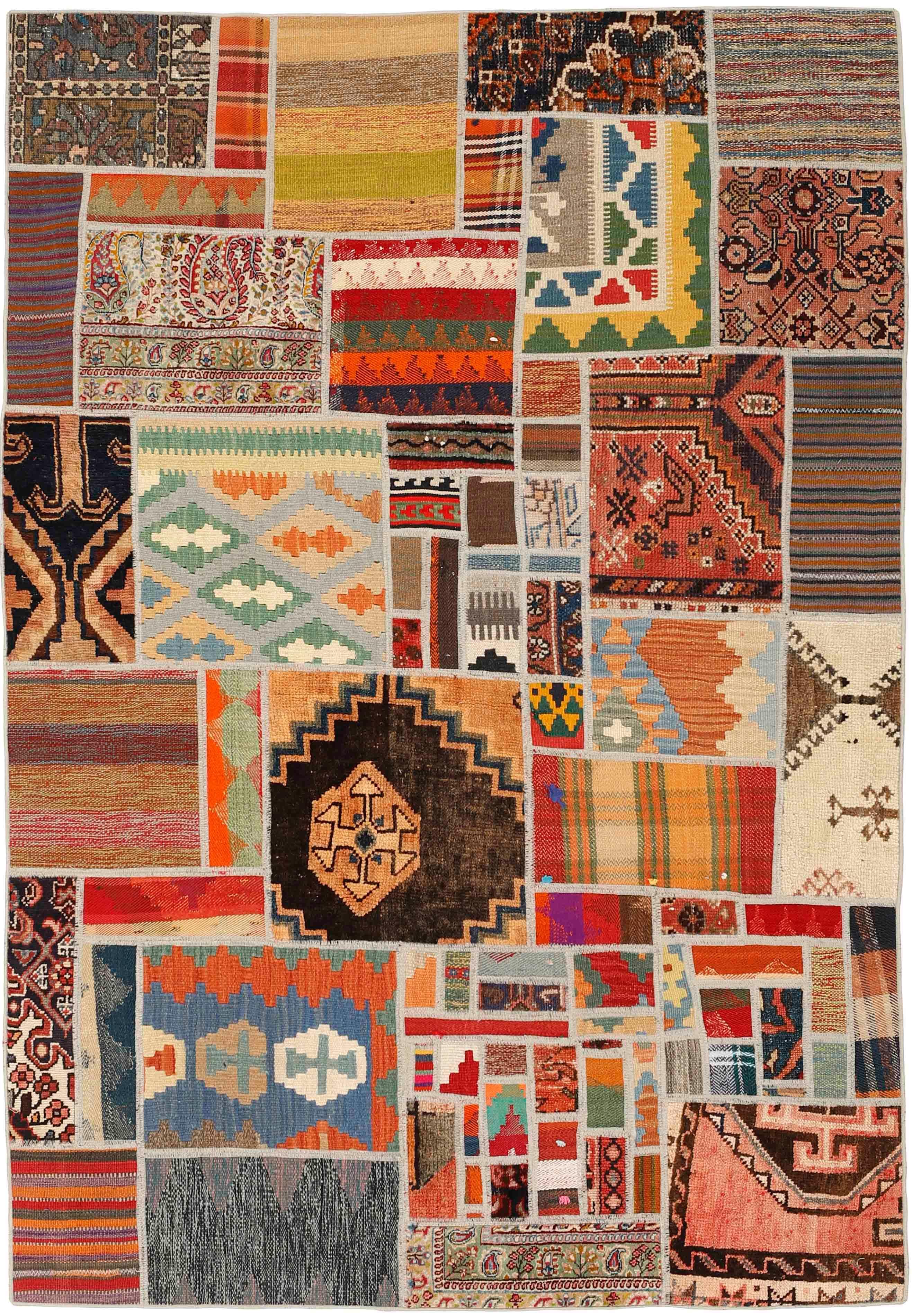 Authentic multicolour patchwork persian rug