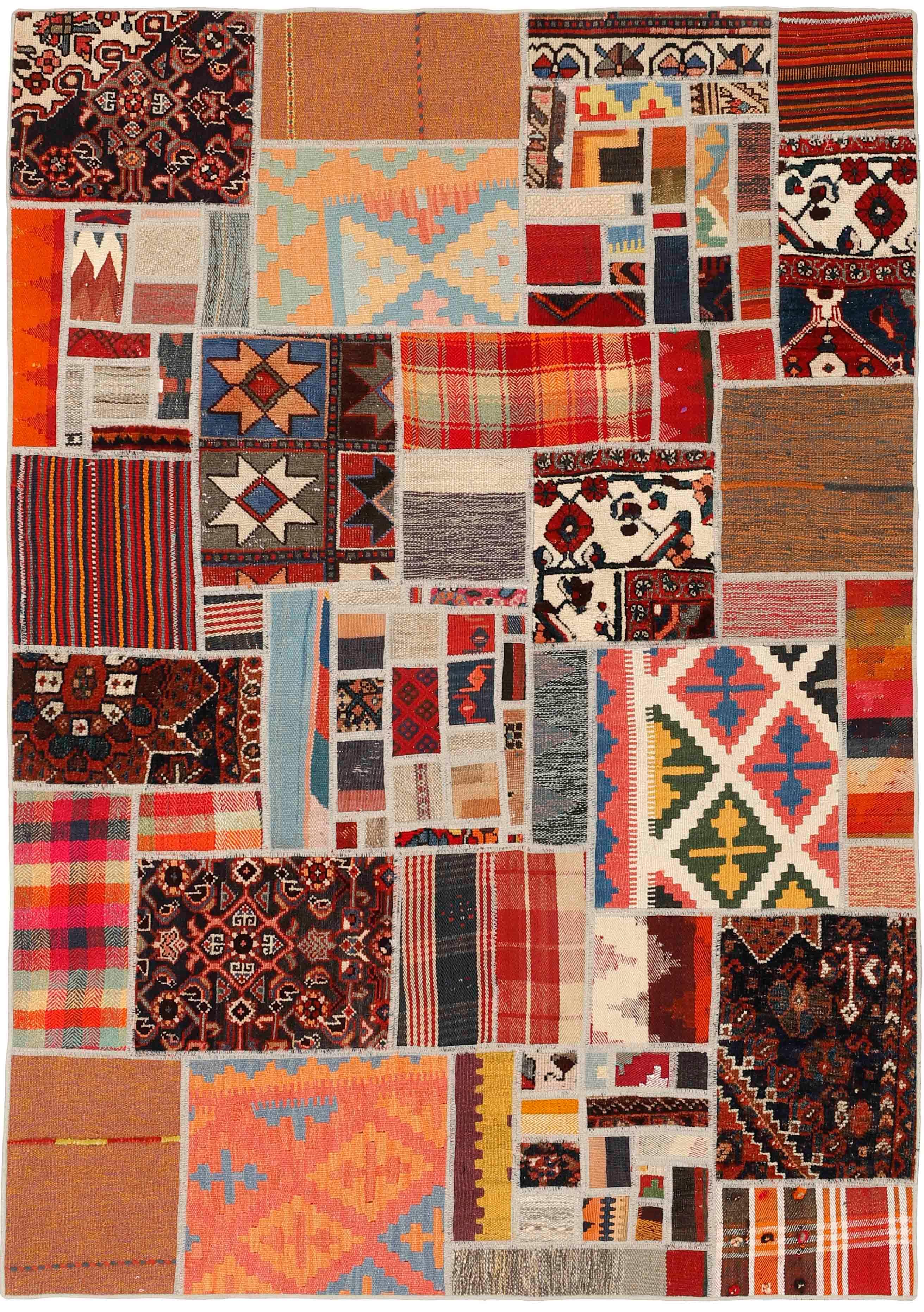 Authentic multicolour patchwork persian rug
