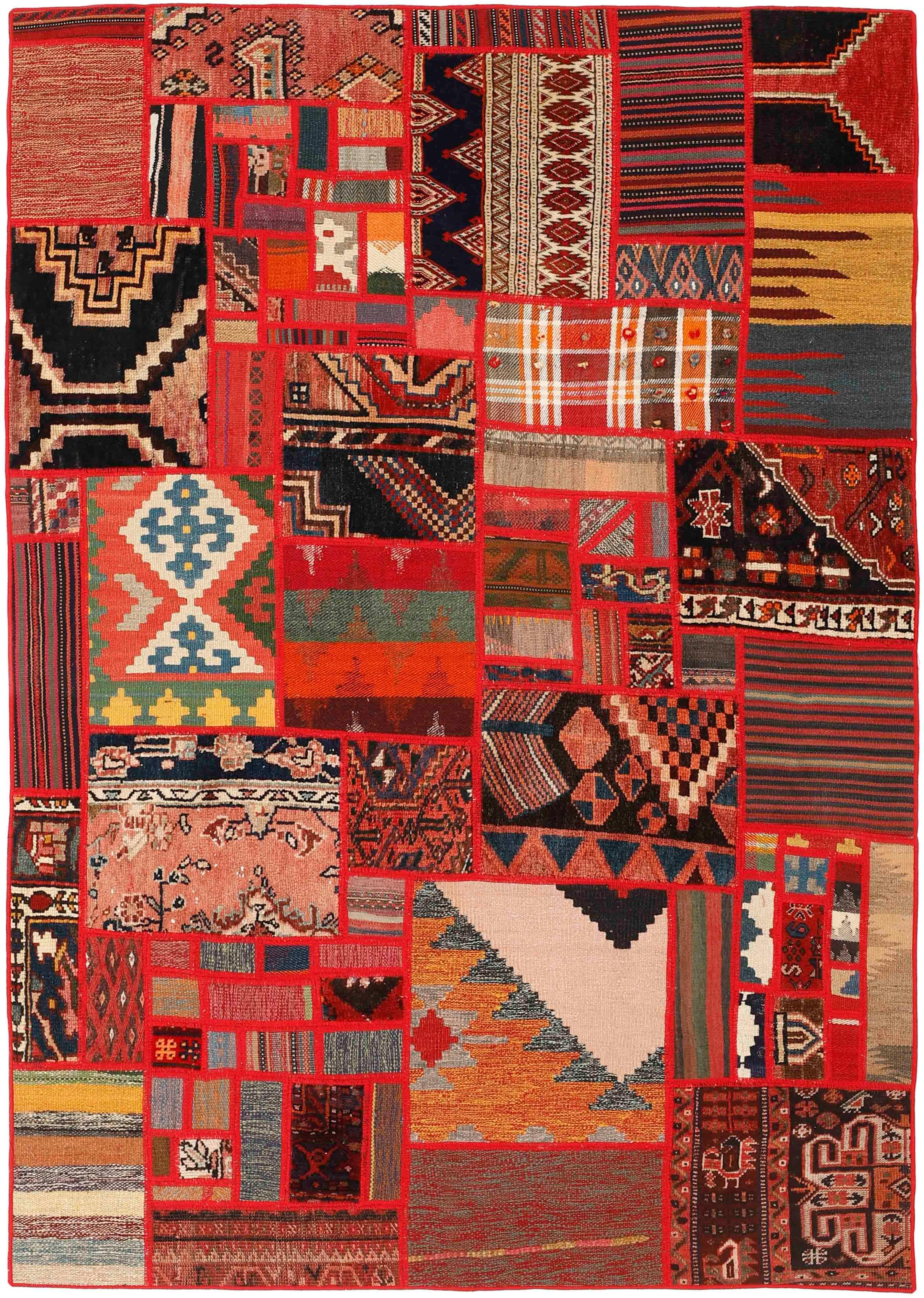 Authentic multicolour patchwork persian rug