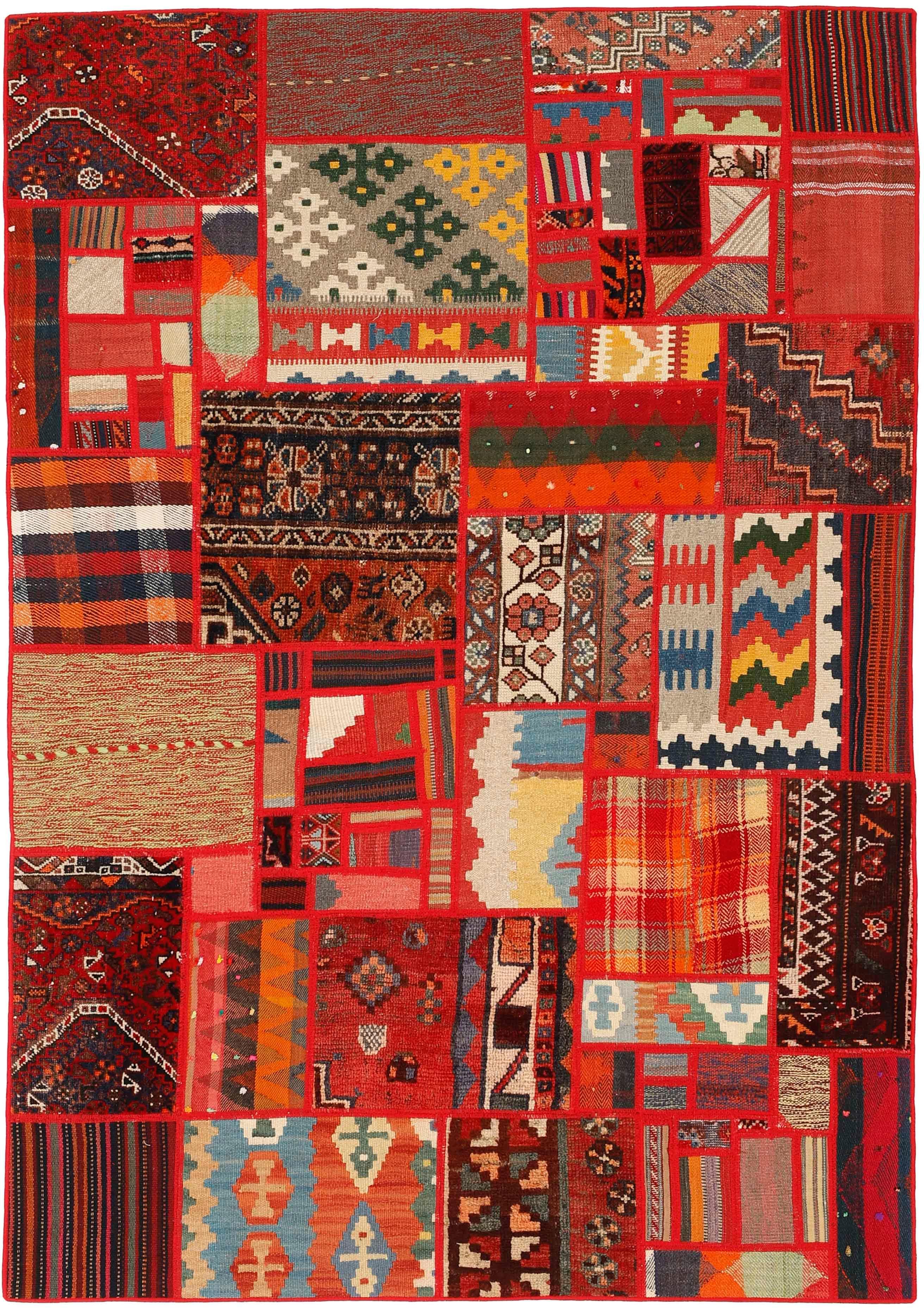 Authentic multicolour patchwork persian rug