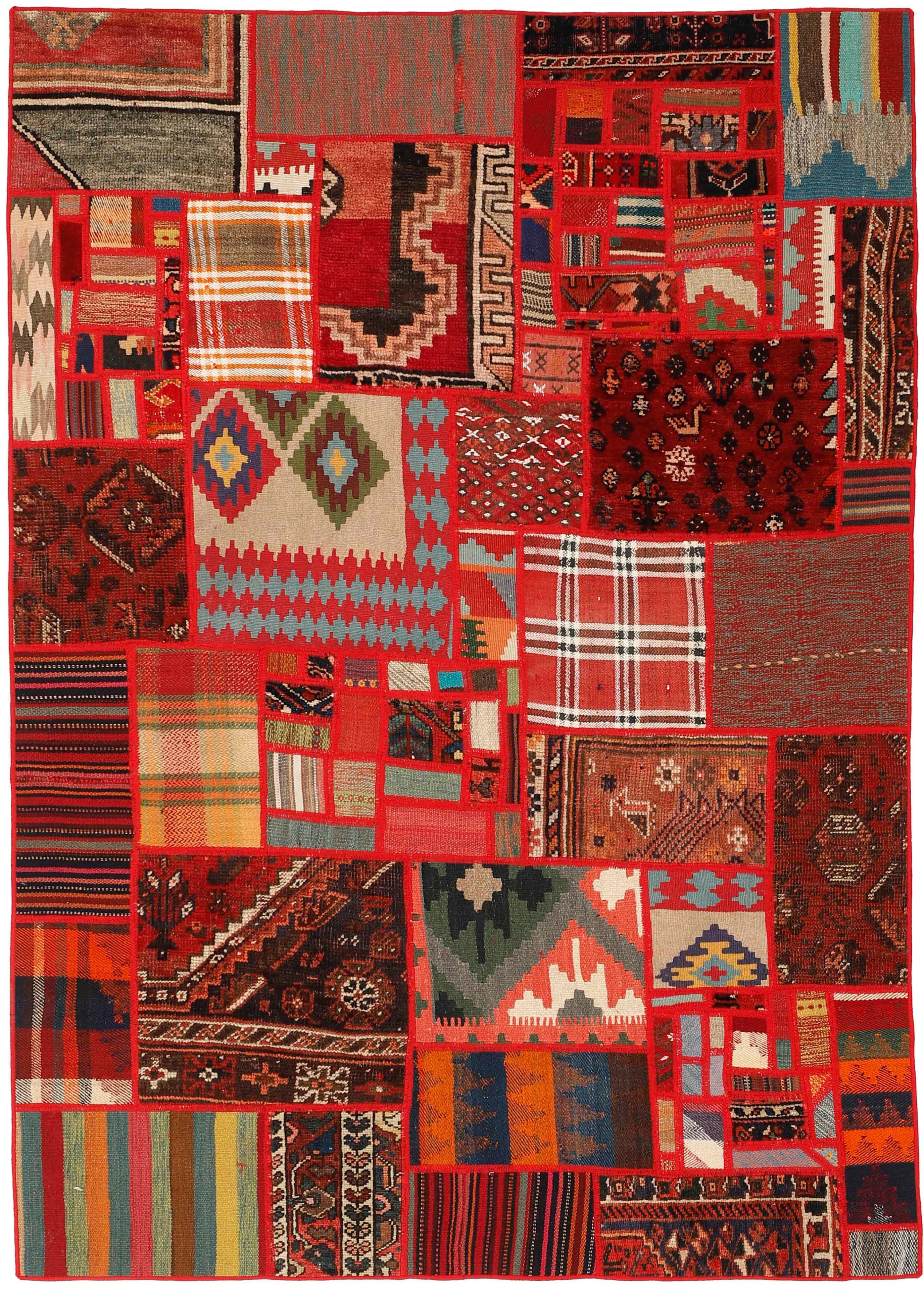 Authentic multicolour patchwork persian rug