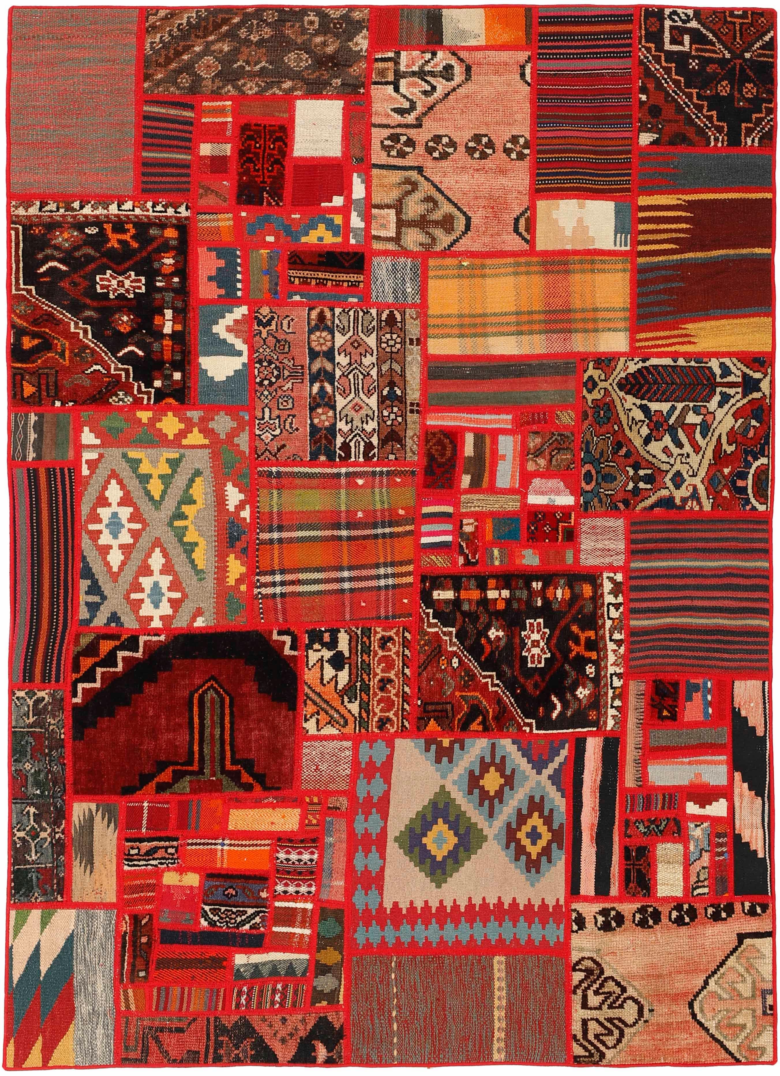 Authentic multicolour patchwork persian rug