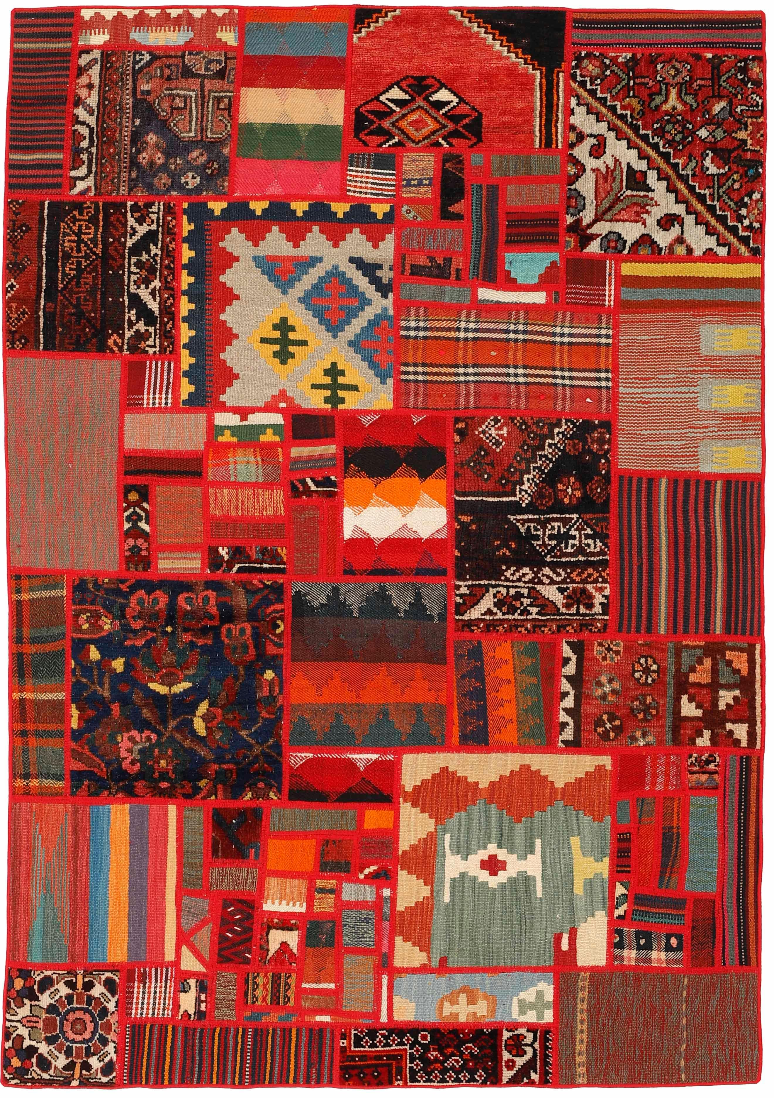 Authentic multicolour patchwork persian rug