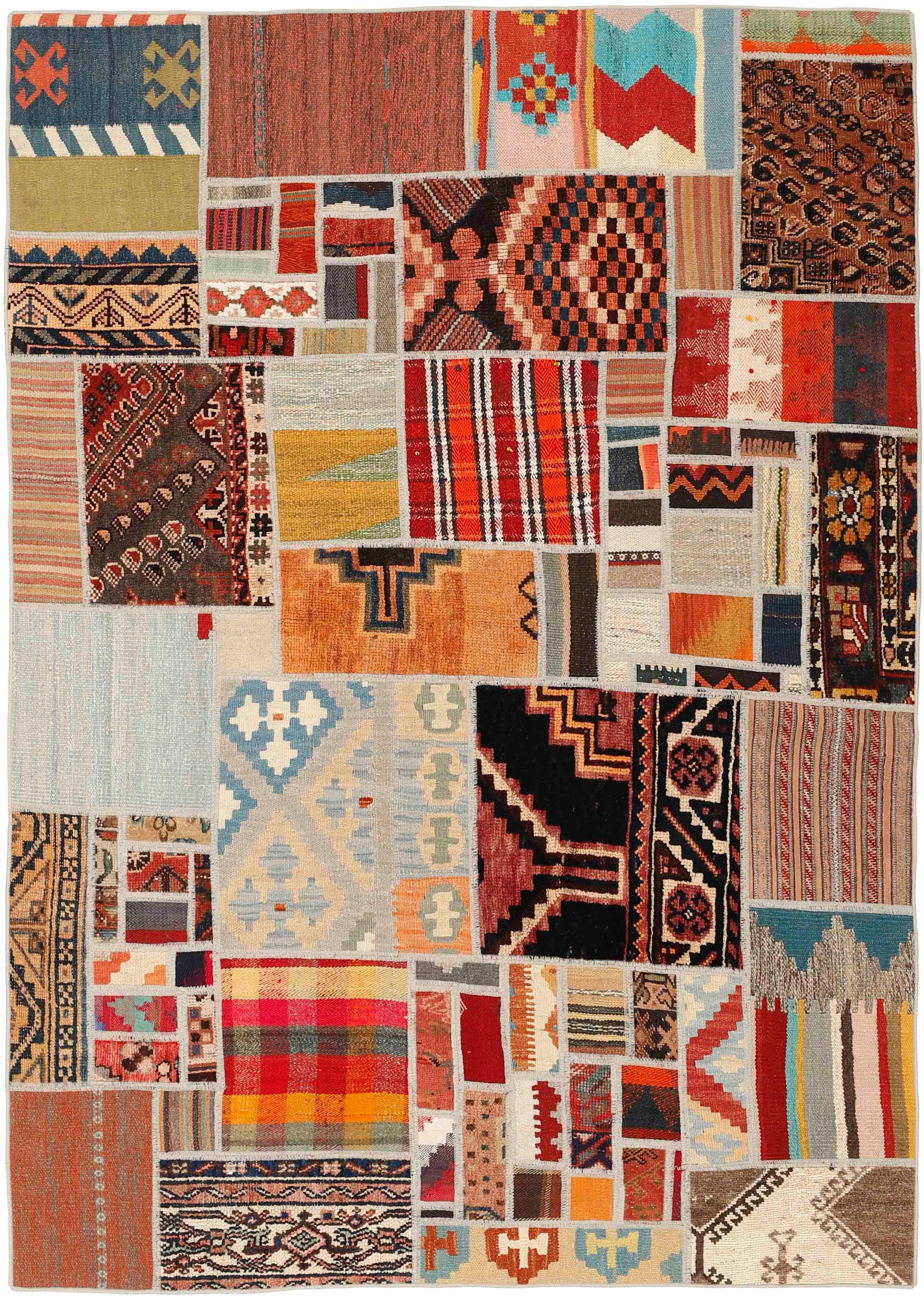 Authentic multicolour patchwork persian rug
