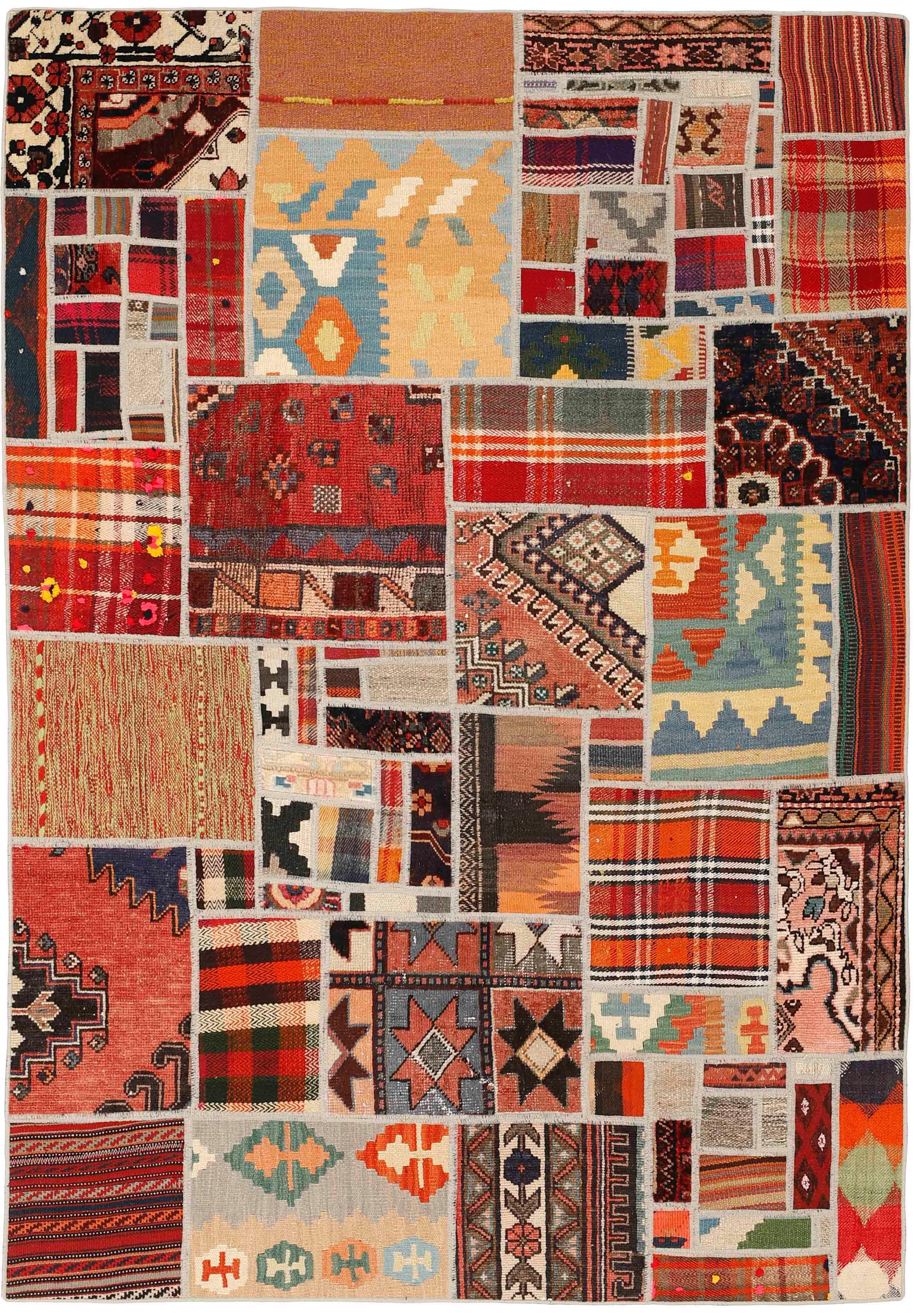 Authentic multicolour patchwork persian rug