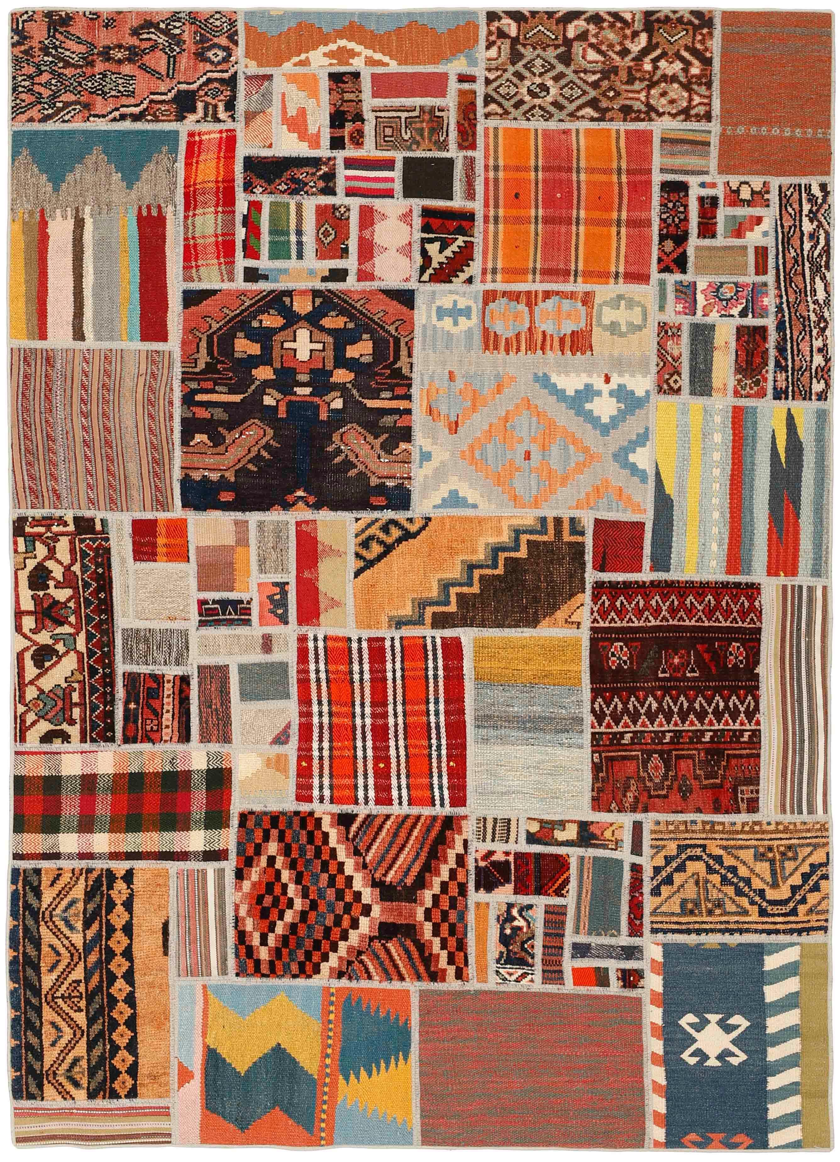 Authentic multicolour patchwork persian rug