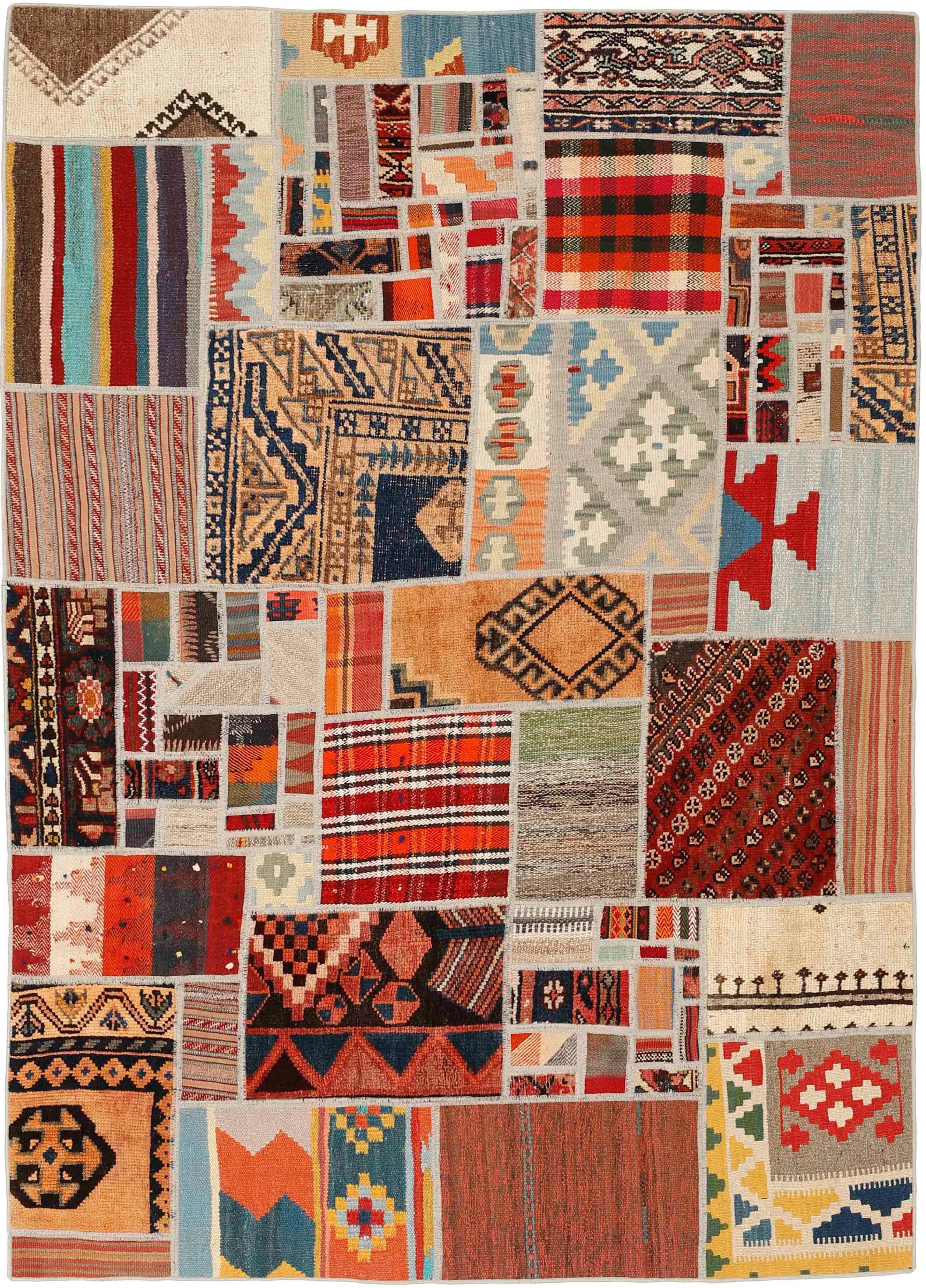 Authentic multicolour patchwork persian rug