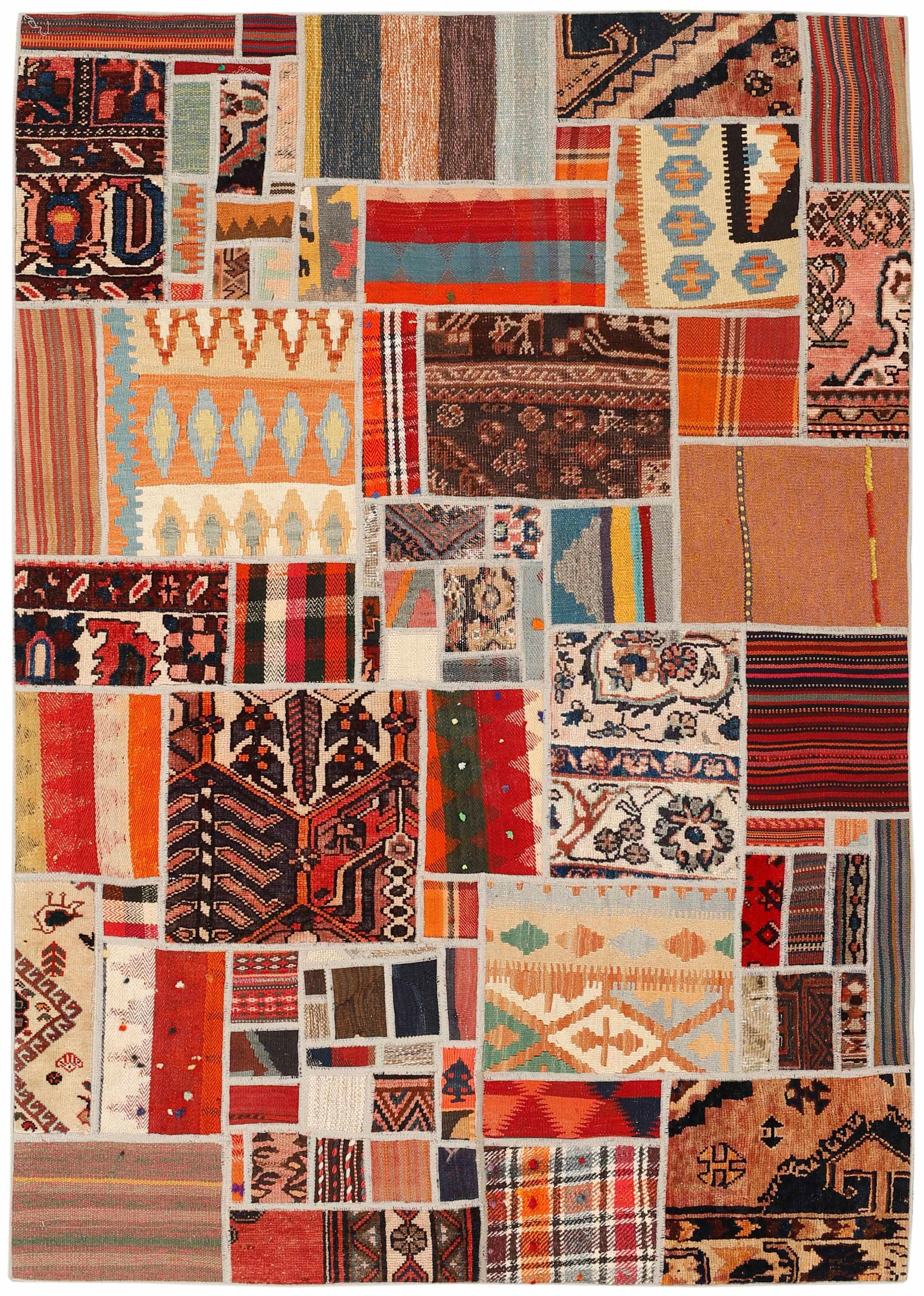 Authentic multicolour patchwork persian rug