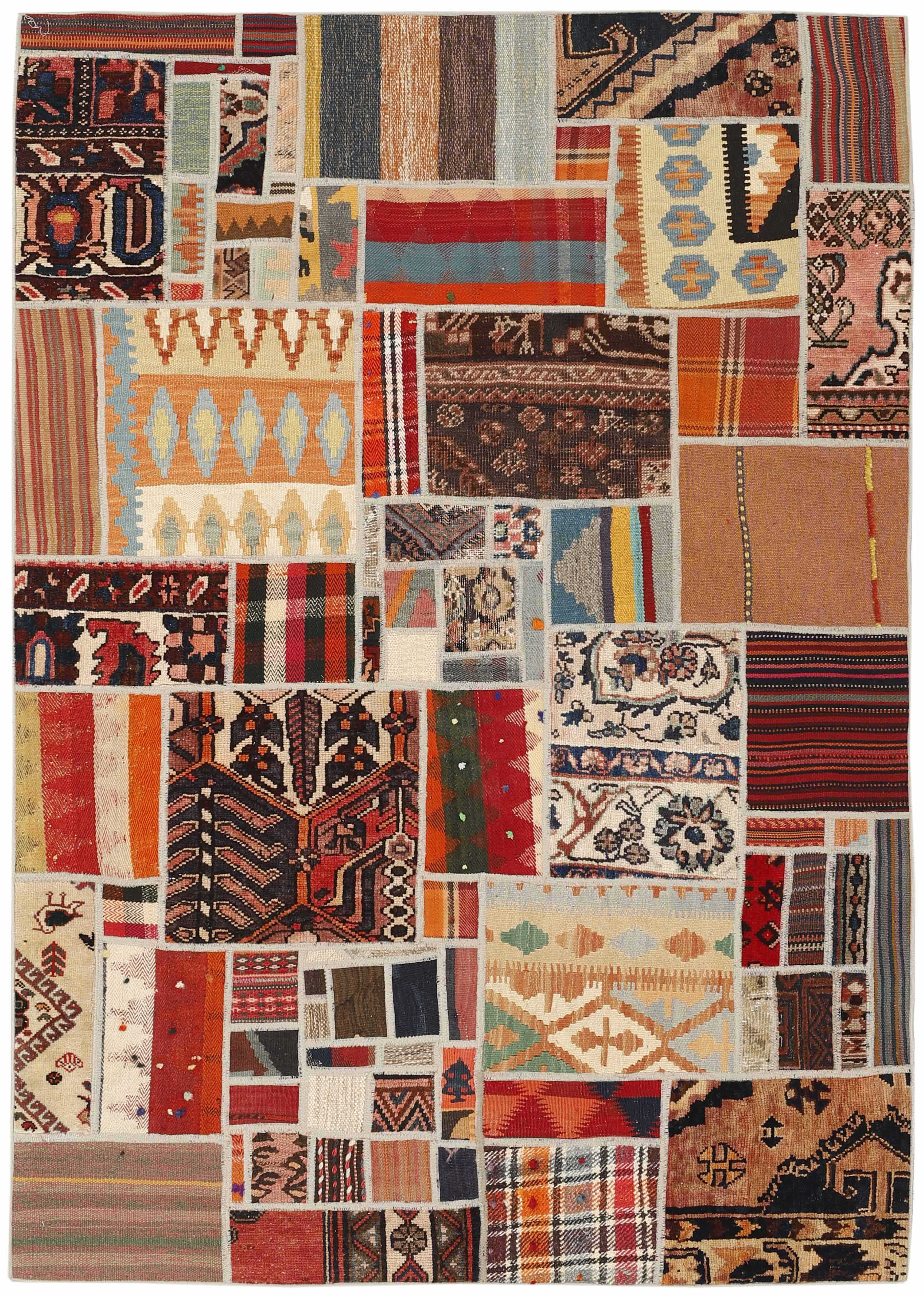 Authentic multicolour patchwork persian rug