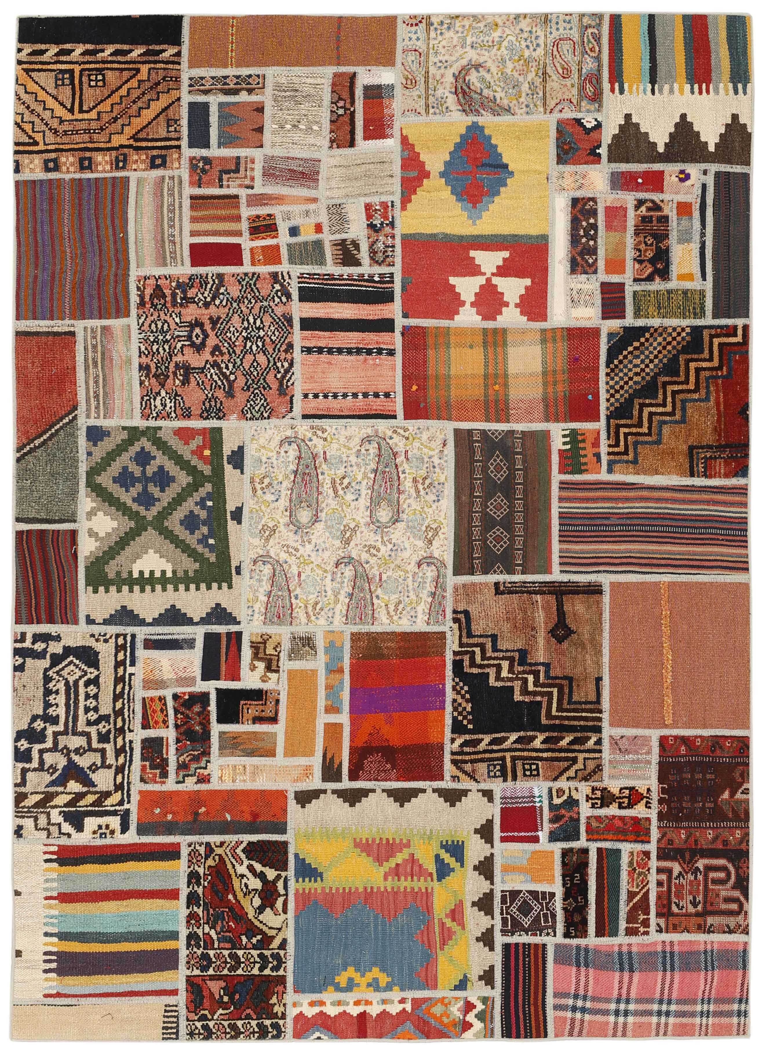 Authentic multicolour patchwork persian rug
