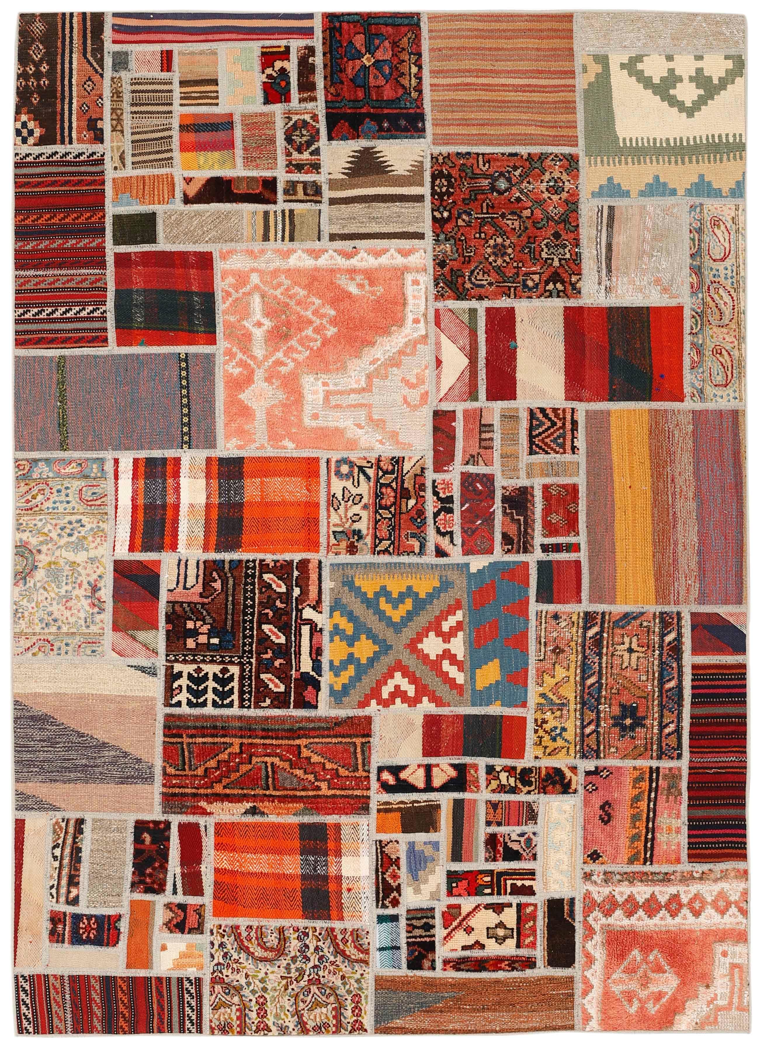 Authentic multicolour patchwork persian rug