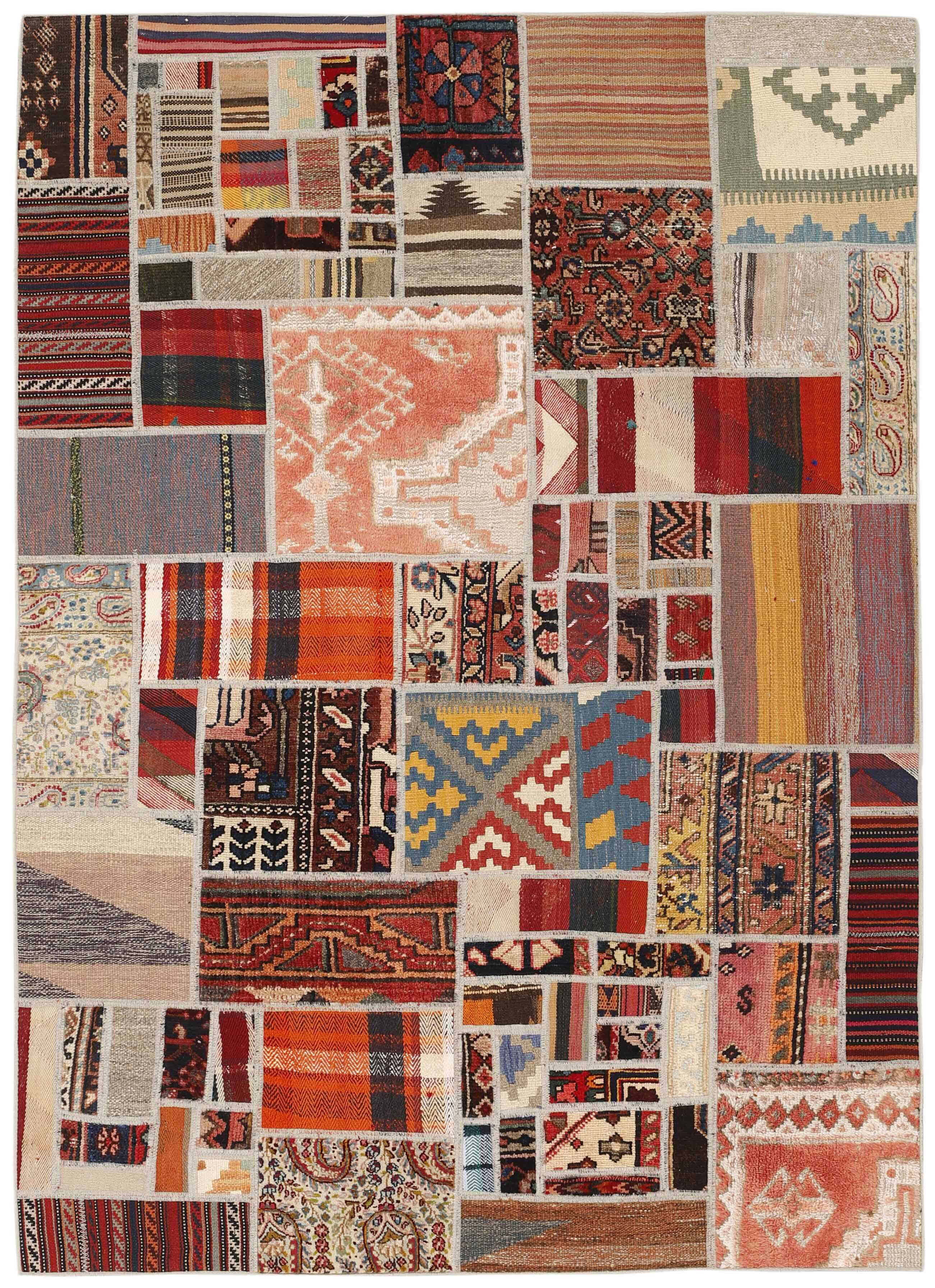 Authentic multicolour patchwork persian rug