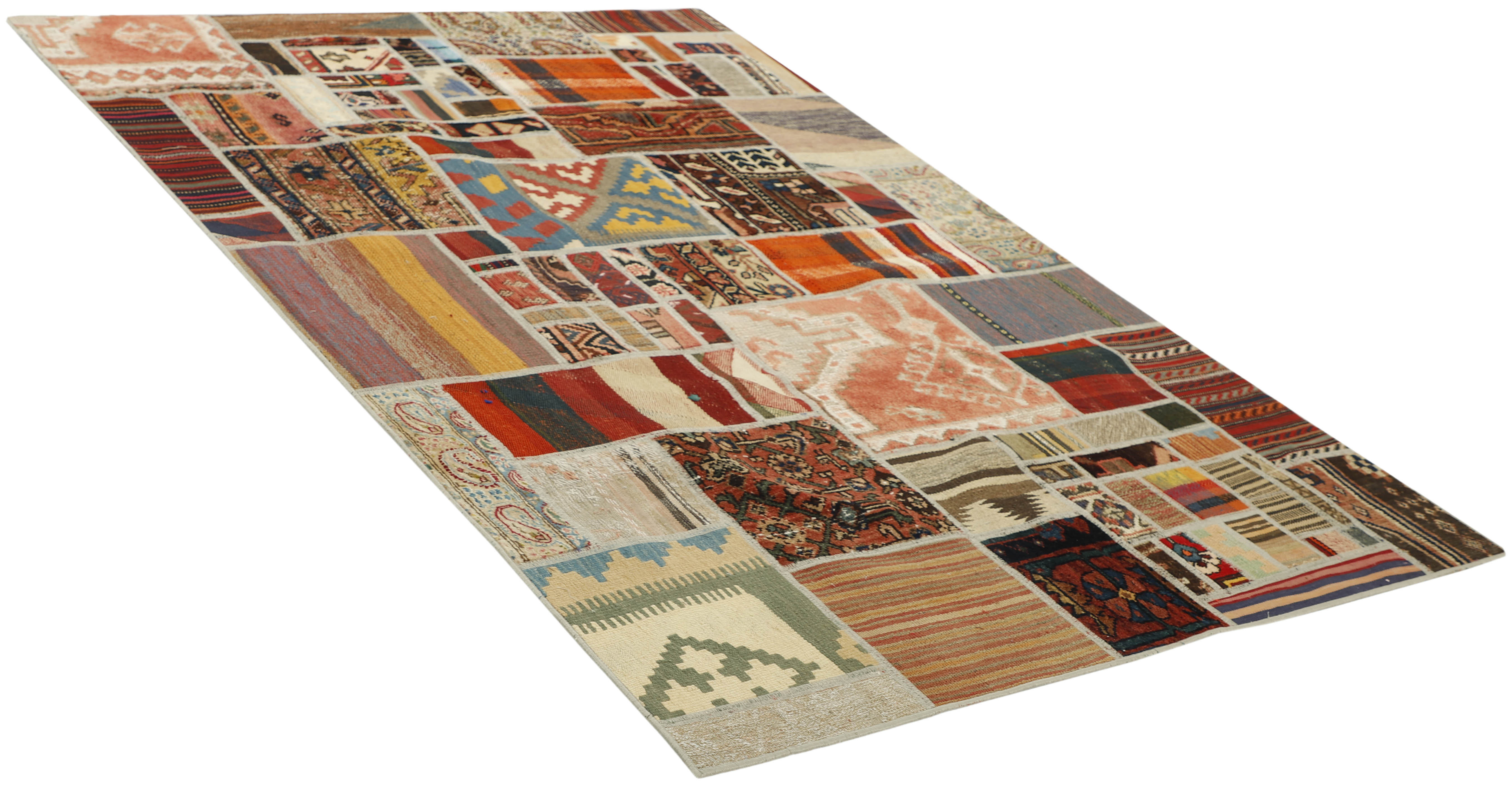 Authentic multicolour patchwork persian rug