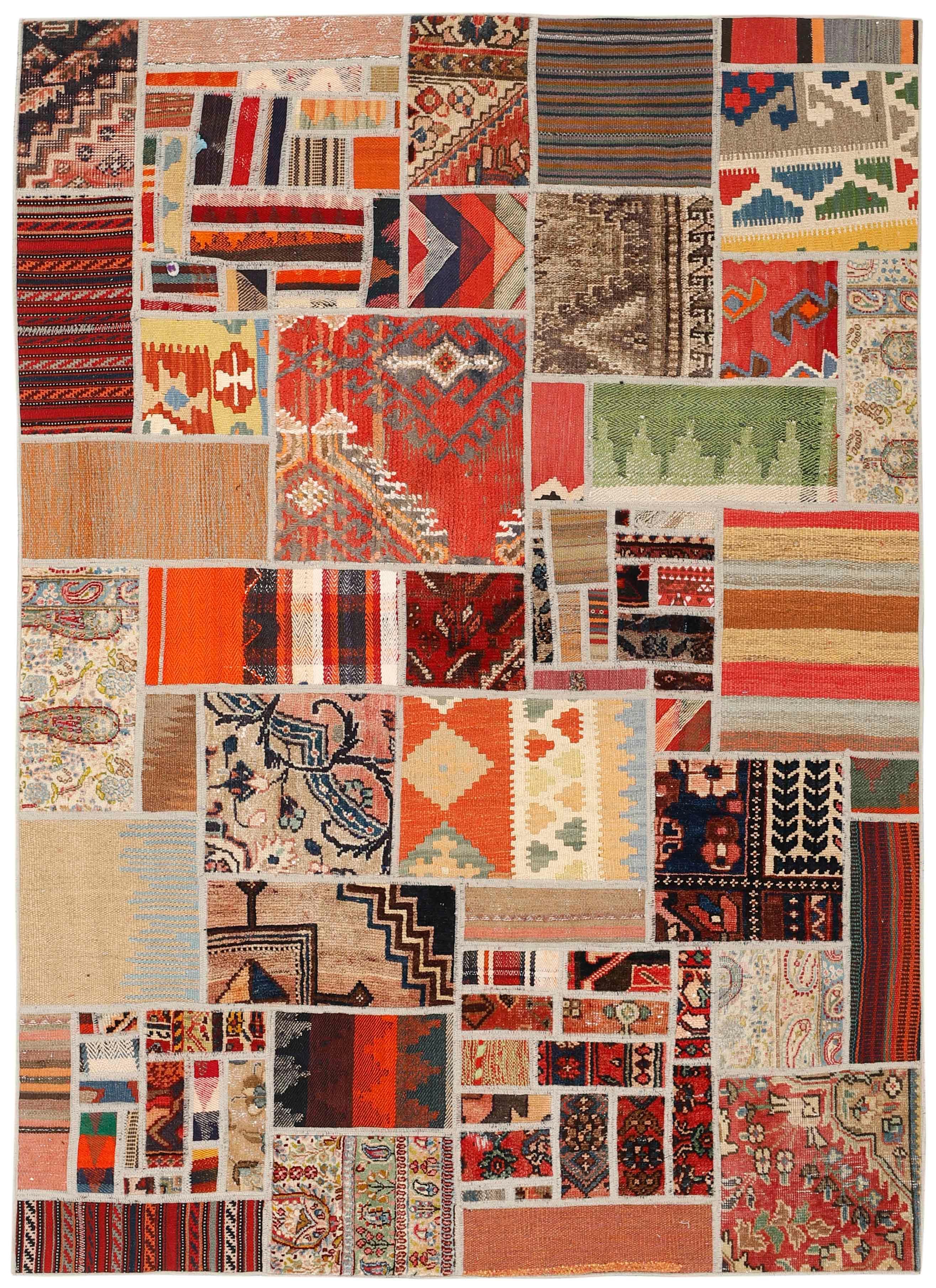 Authentic multicolour patchwork persian rug