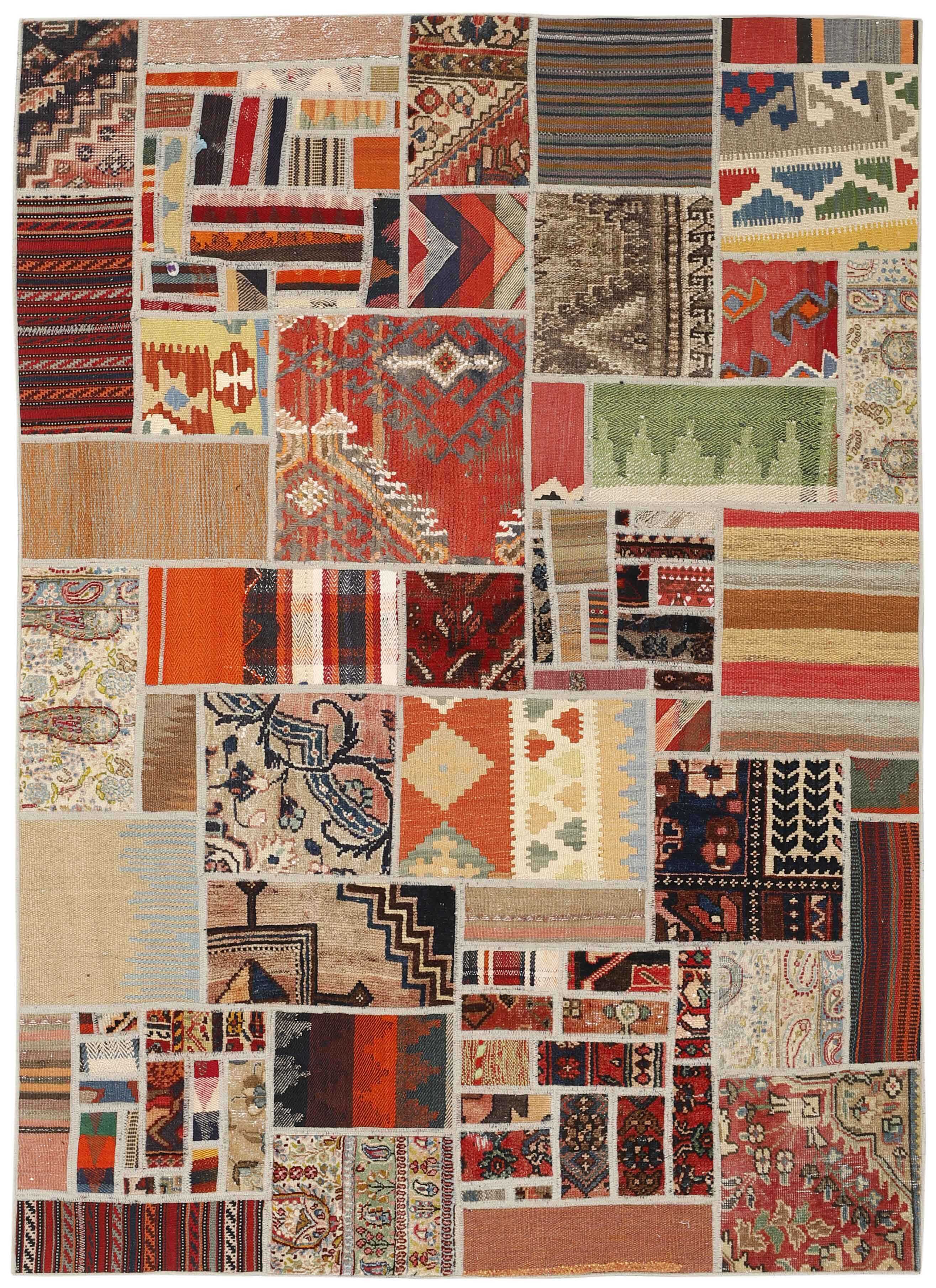 Authentic multicolour patchwork persian rug