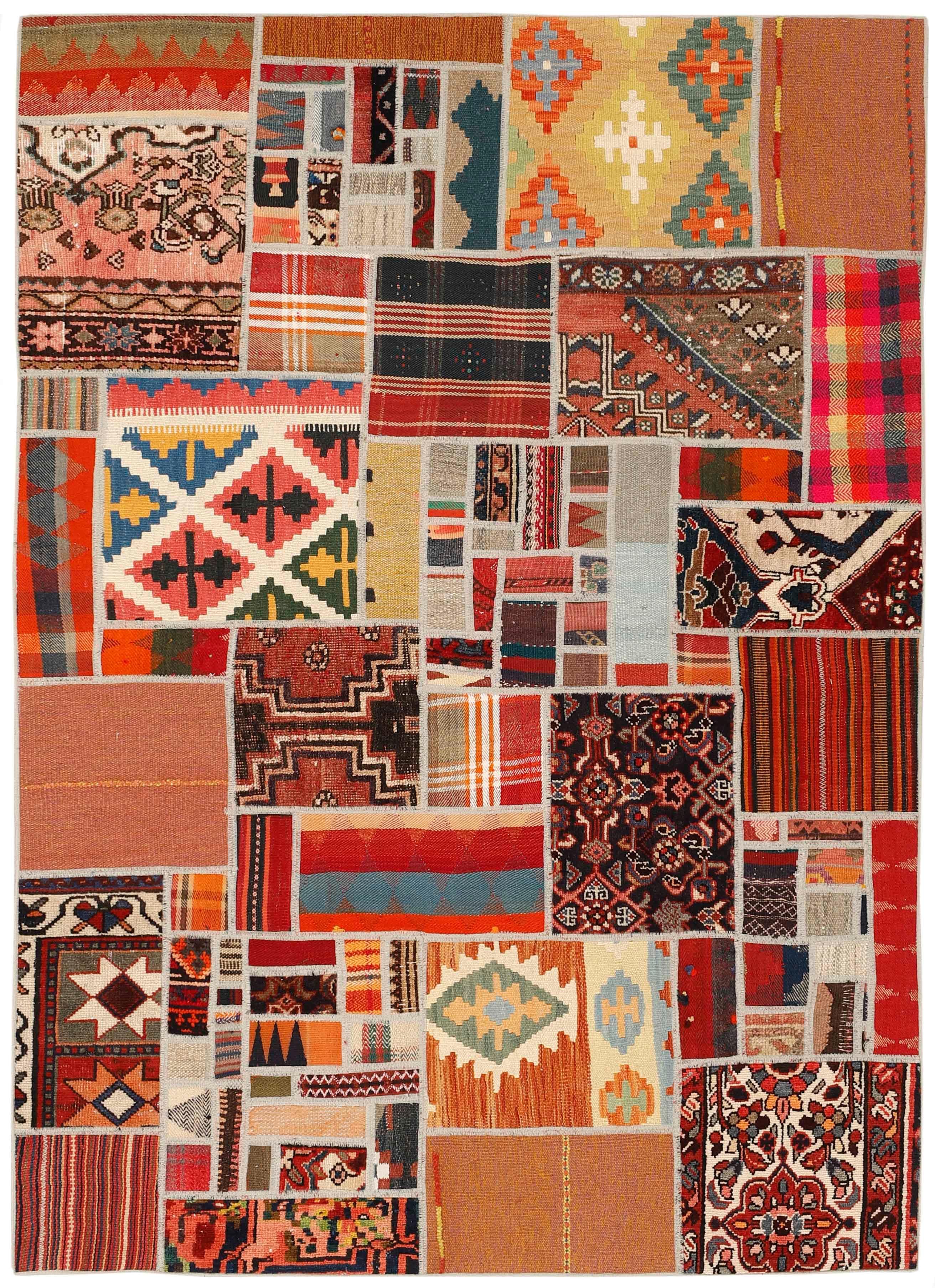 Authentic multicolour patchwork persian rug