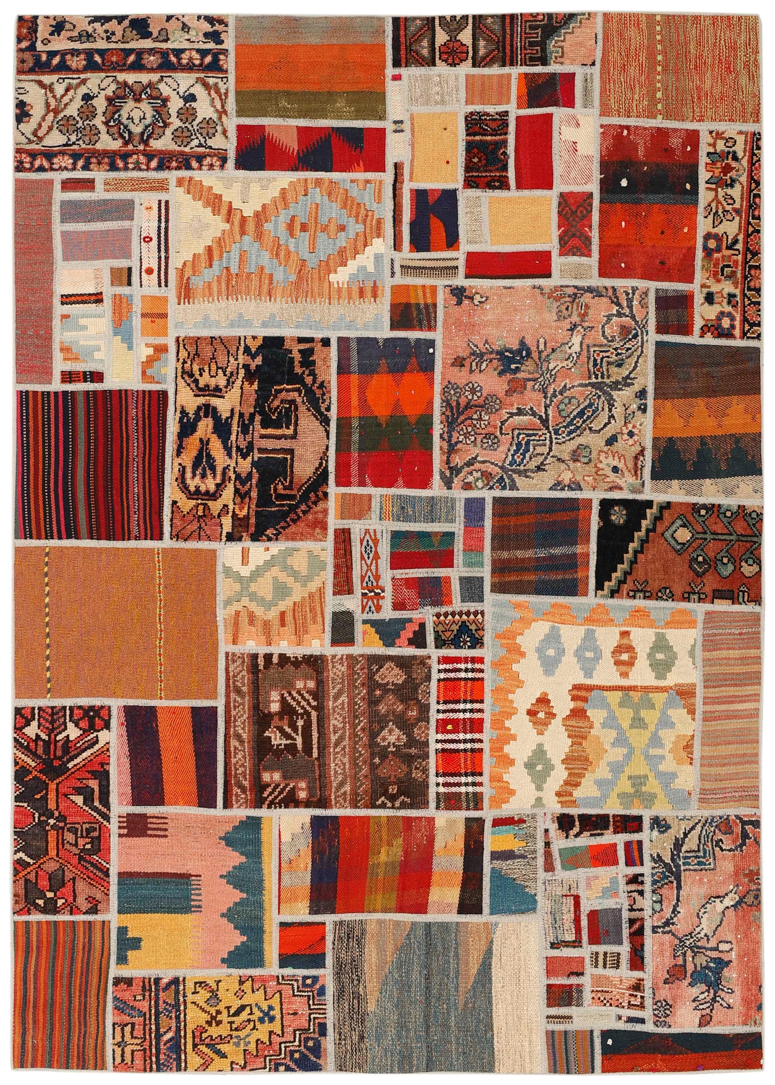 Authentic multicolour patchwork persian rug