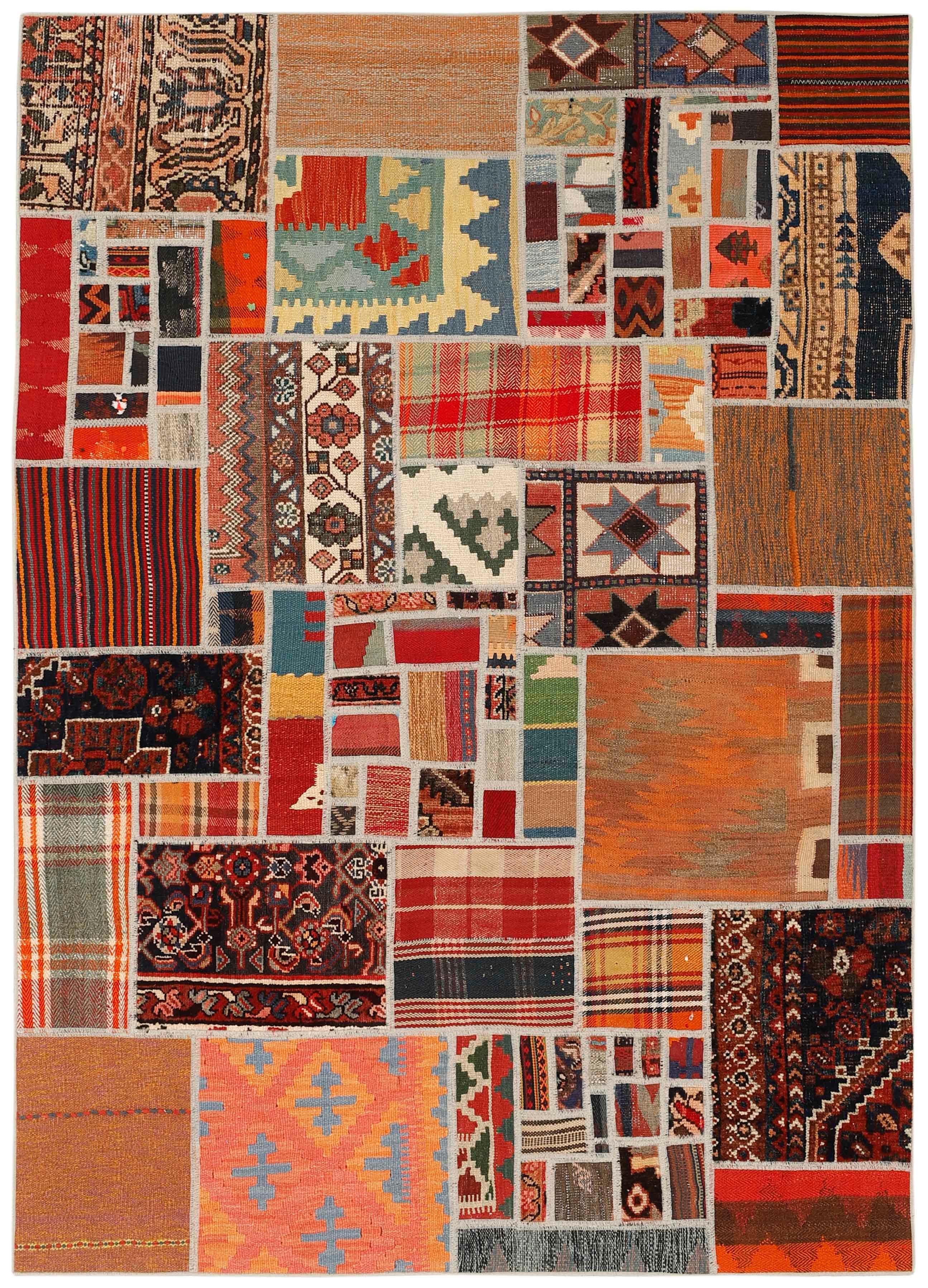 Authentic multicolour patchwork persian rug