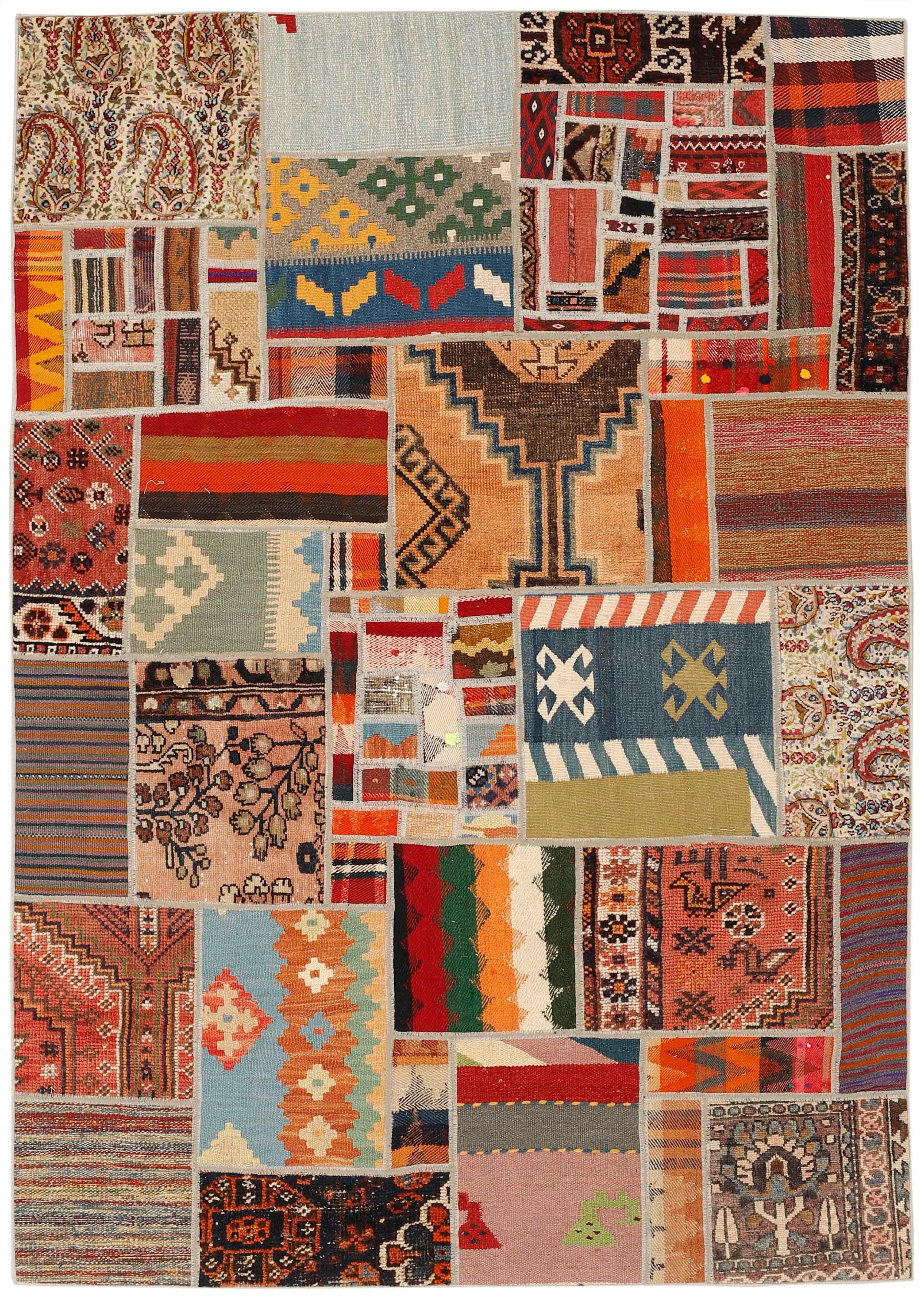 Authentic multicolour patchwork persian rug