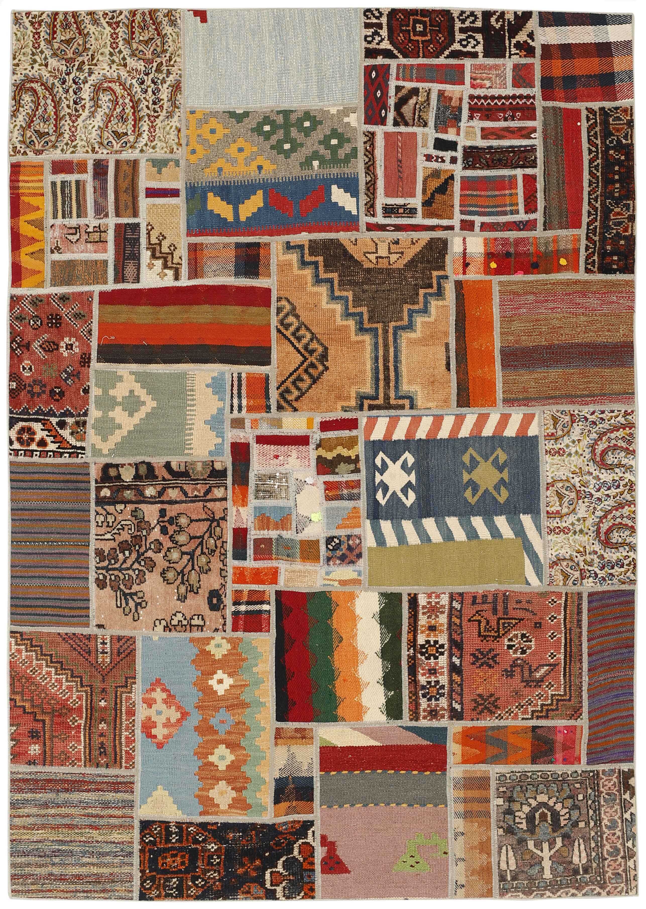 Authentic multicolour patchwork persian rug
