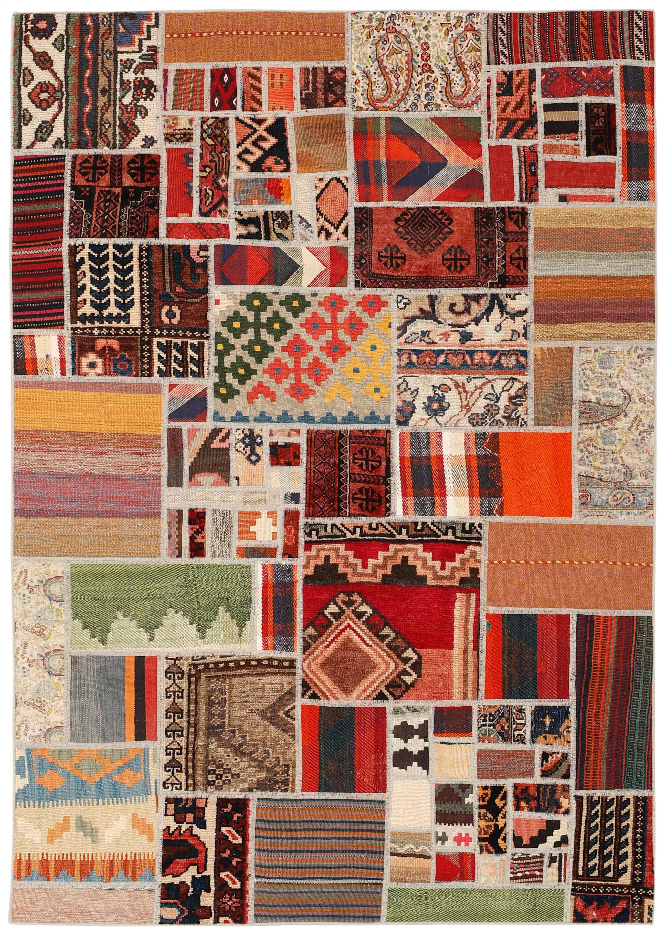 Authentic multicolour patchwork persian rug