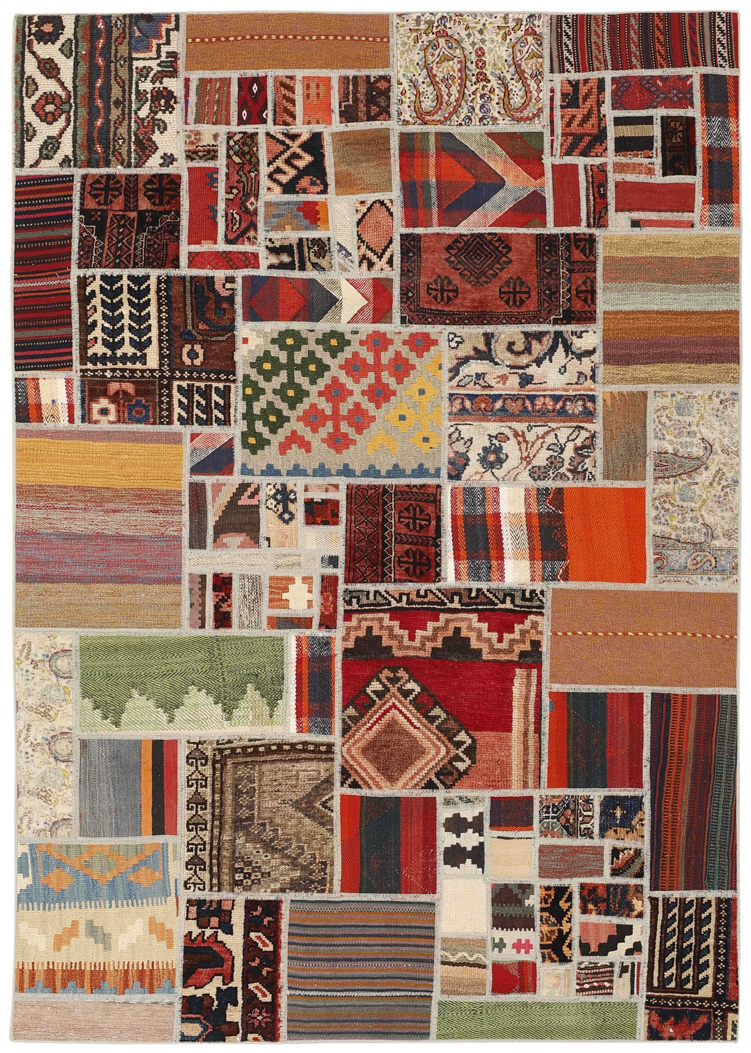 Authentic multicolour patchwork persian rug