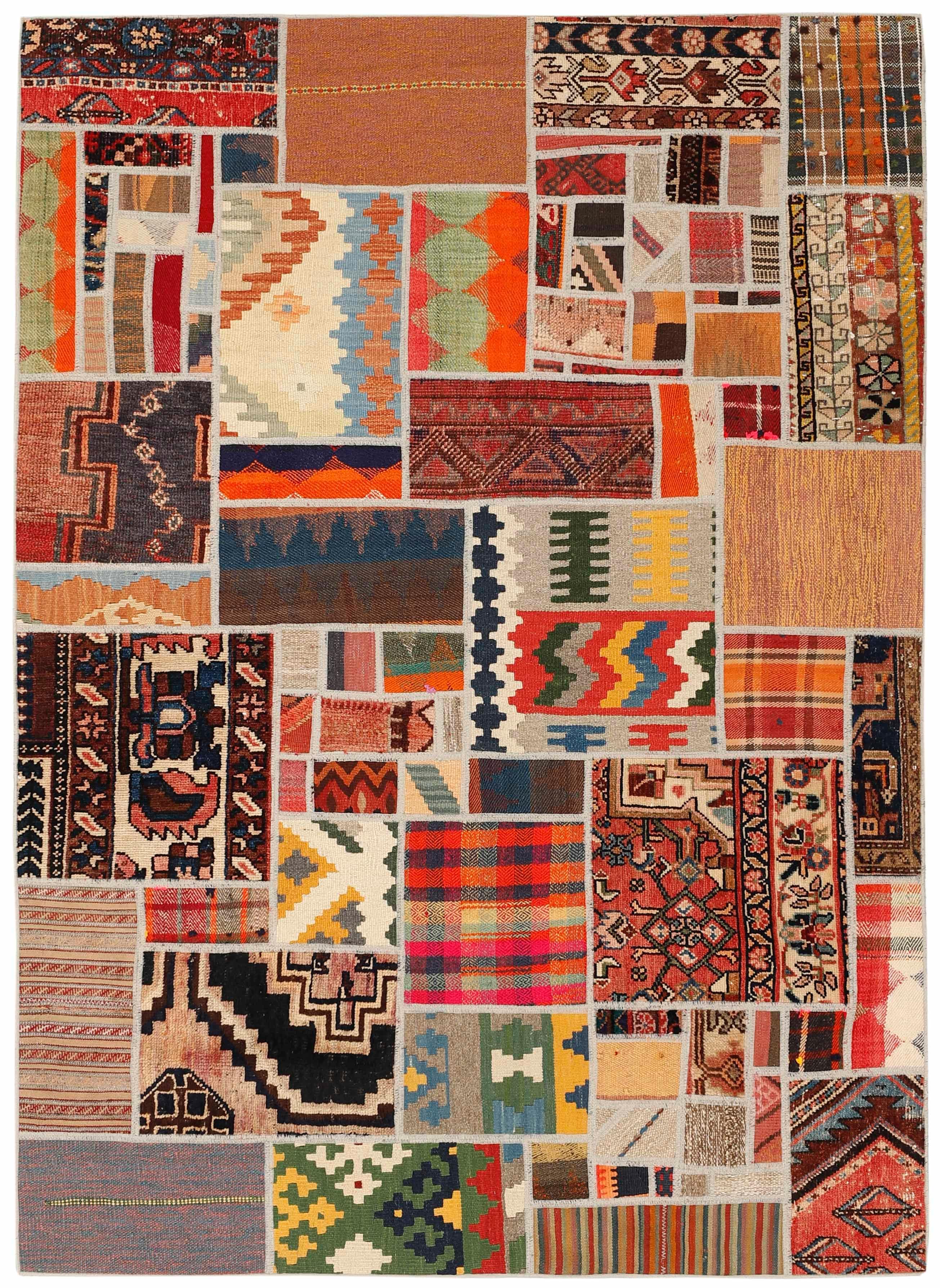 Authentic multicolour patchwork persian rug