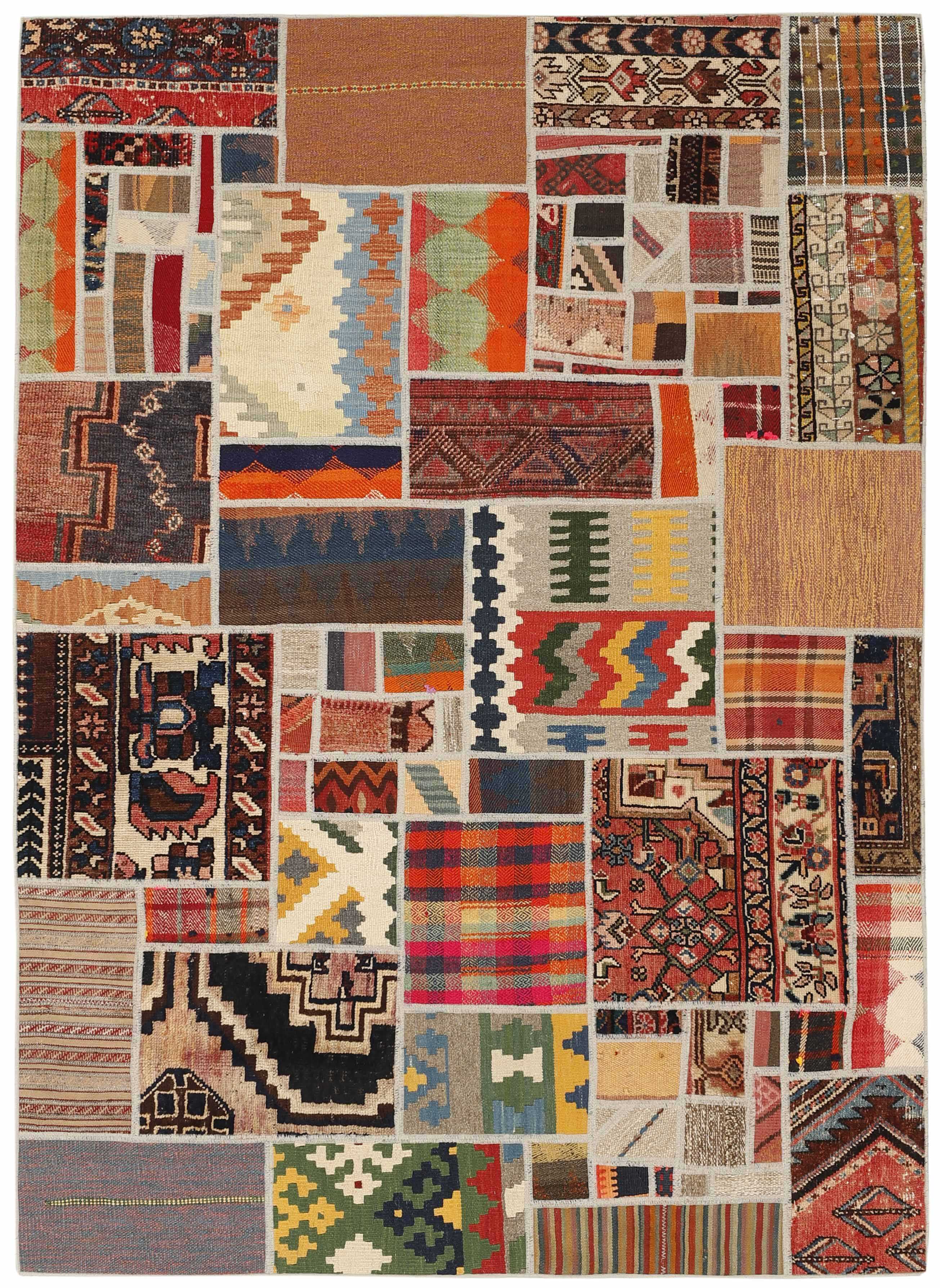 Authentic multicolour patchwork persian rug