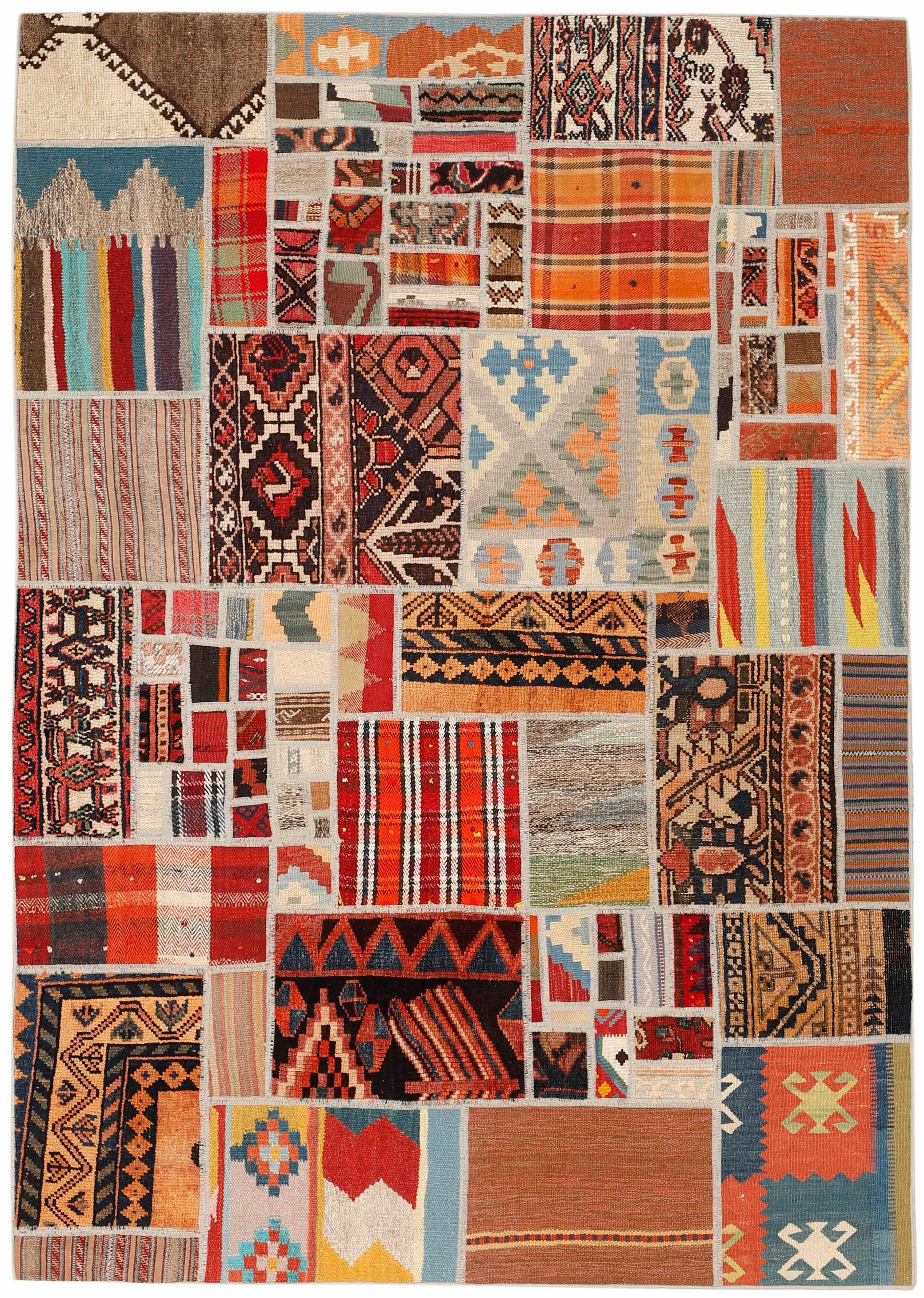 Authentic multicolour patchwork persian rug
