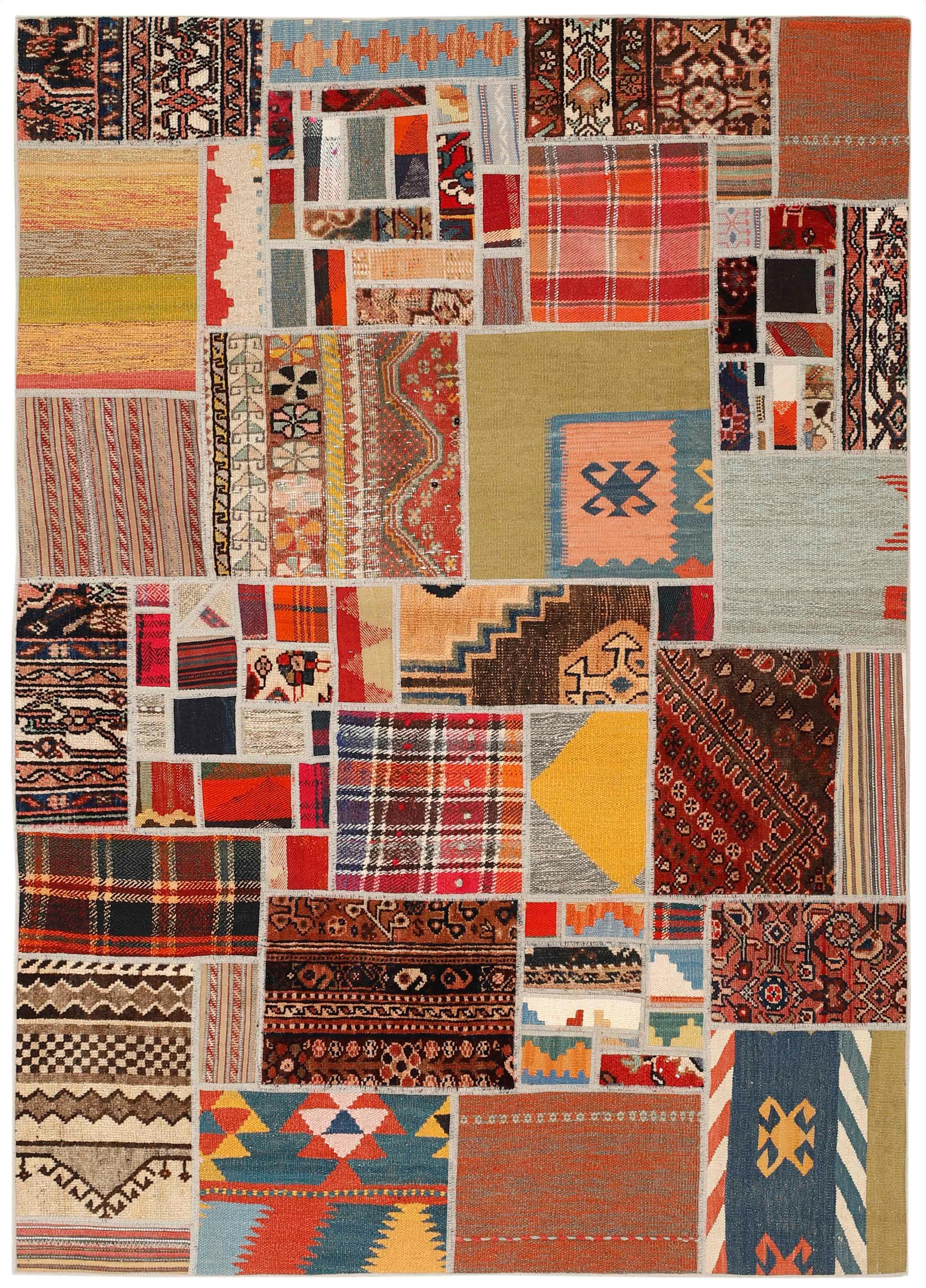 Authentic multicolour patchwork persian rug