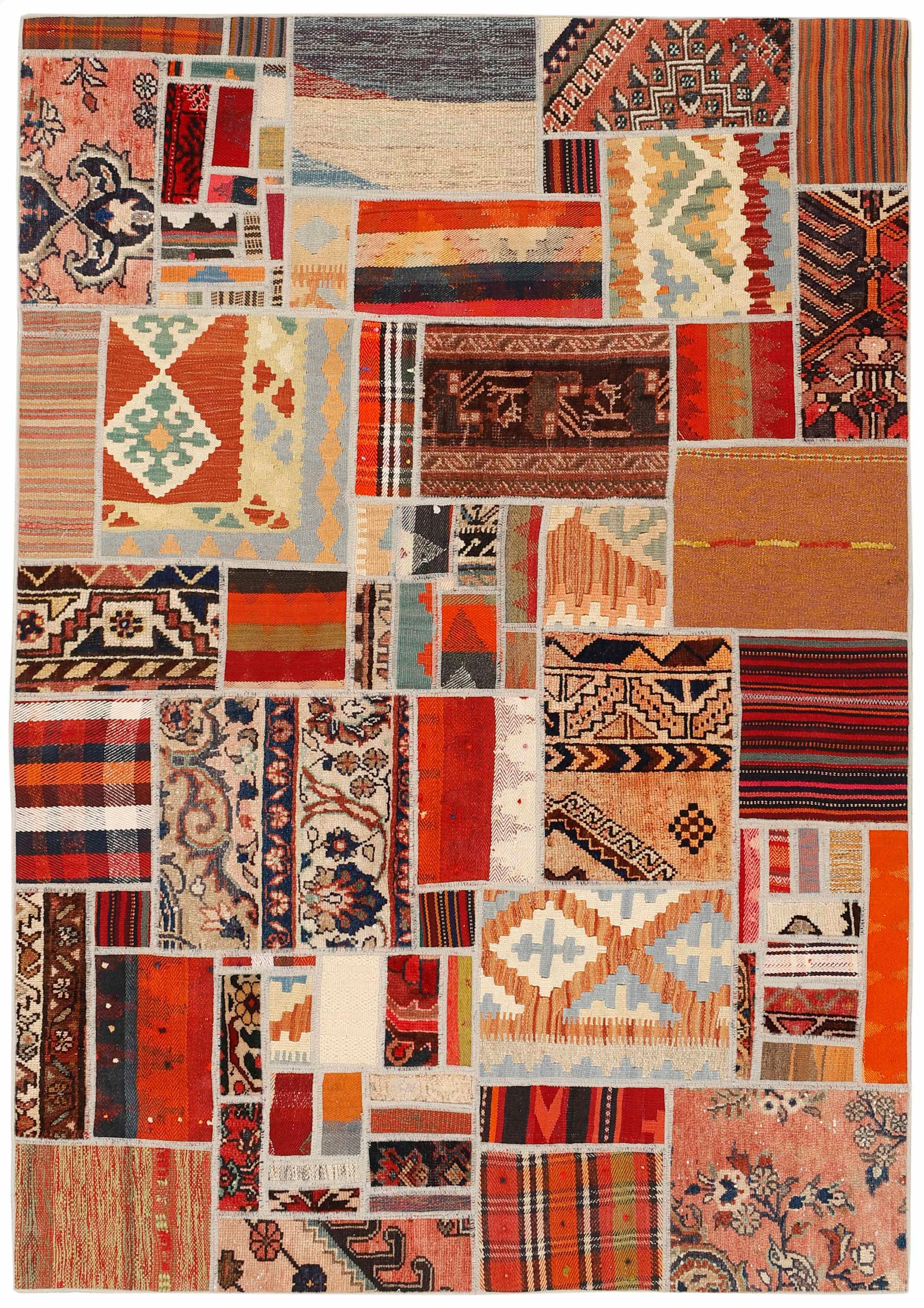 Authentic multicolour patchwork persian rug