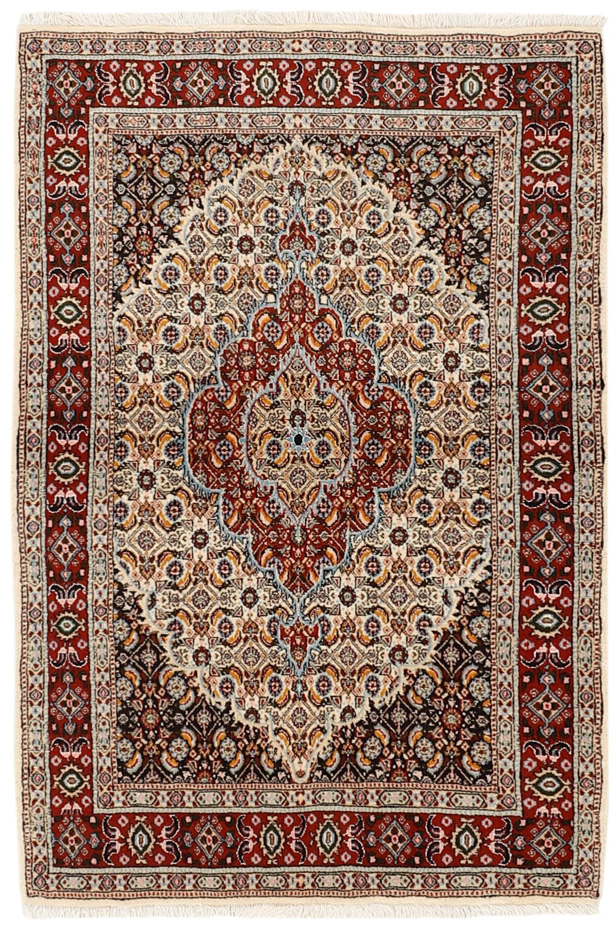 authentic persian rug with traditional floral pattern in red