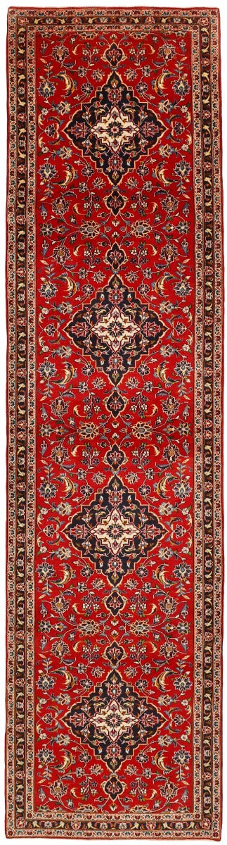 Authentic persian runner with Traditionalfloral design in red and blue