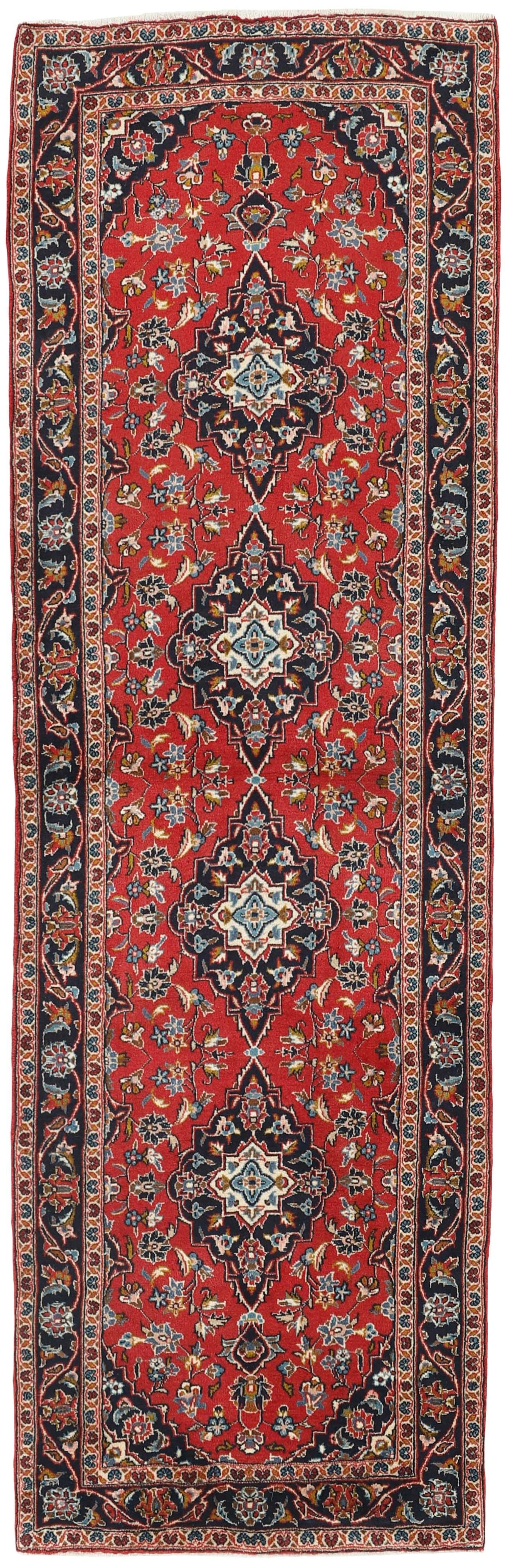 Authentic persian runner with Traditionalfloral design in red and blue
