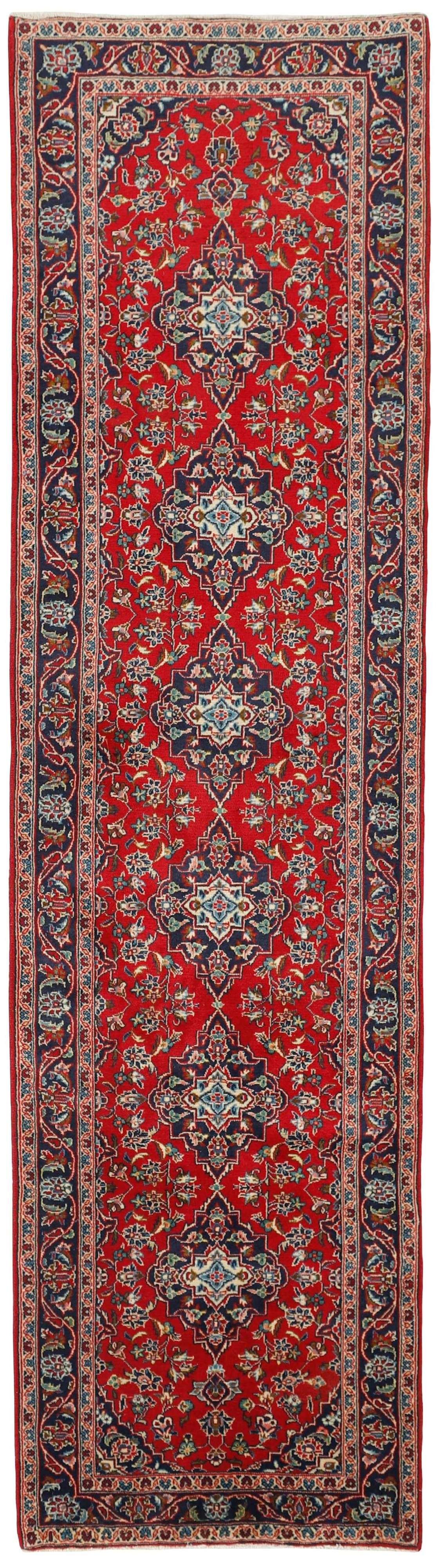 Authentic persian runner with Traditionalfloral design in red and blue