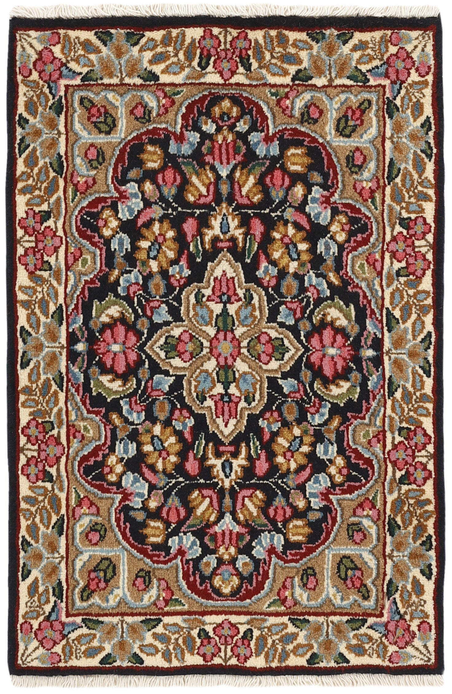 Luxury multicolour traditional Kerman rug