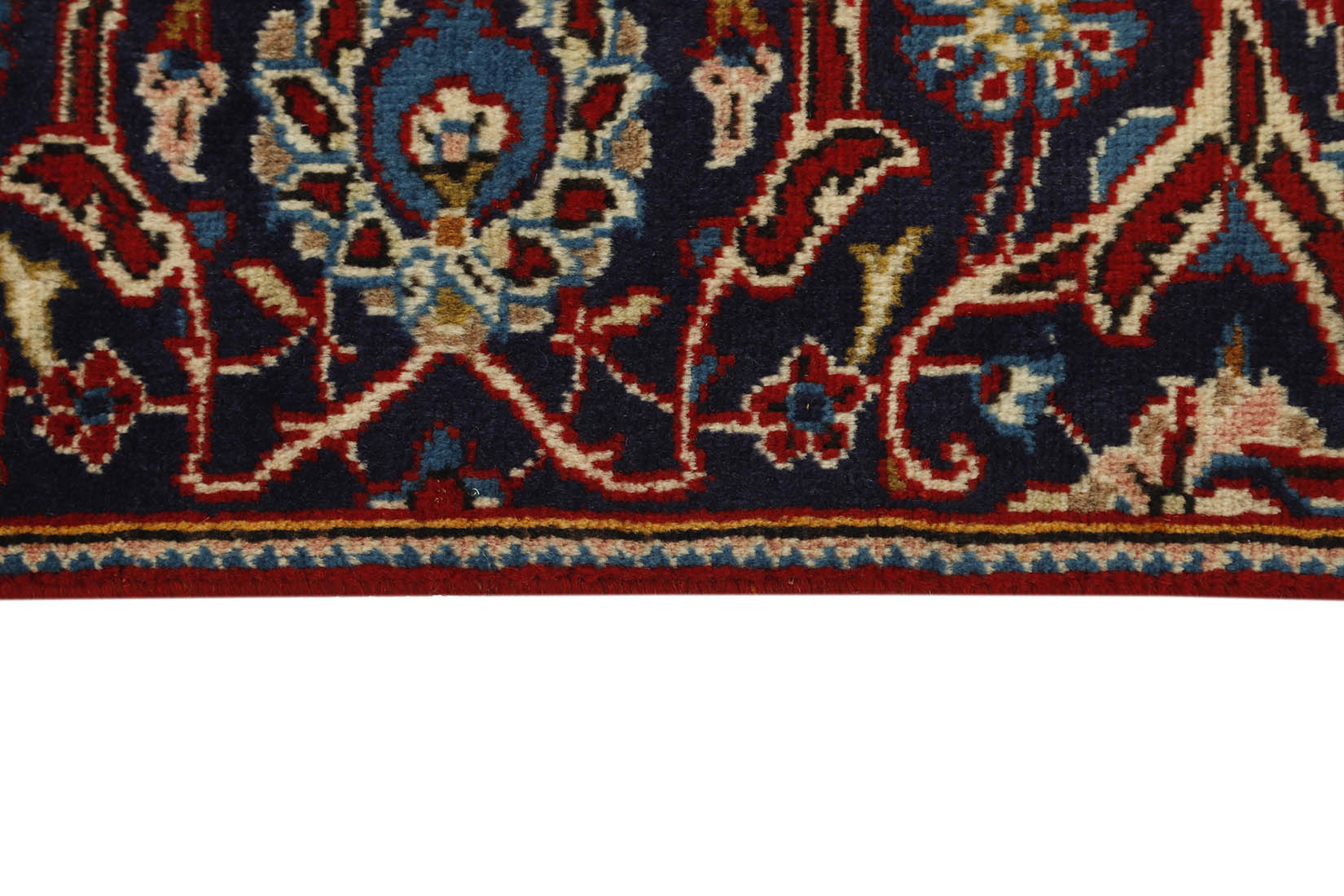 authentic persian rug with traditional floral pattern in cream