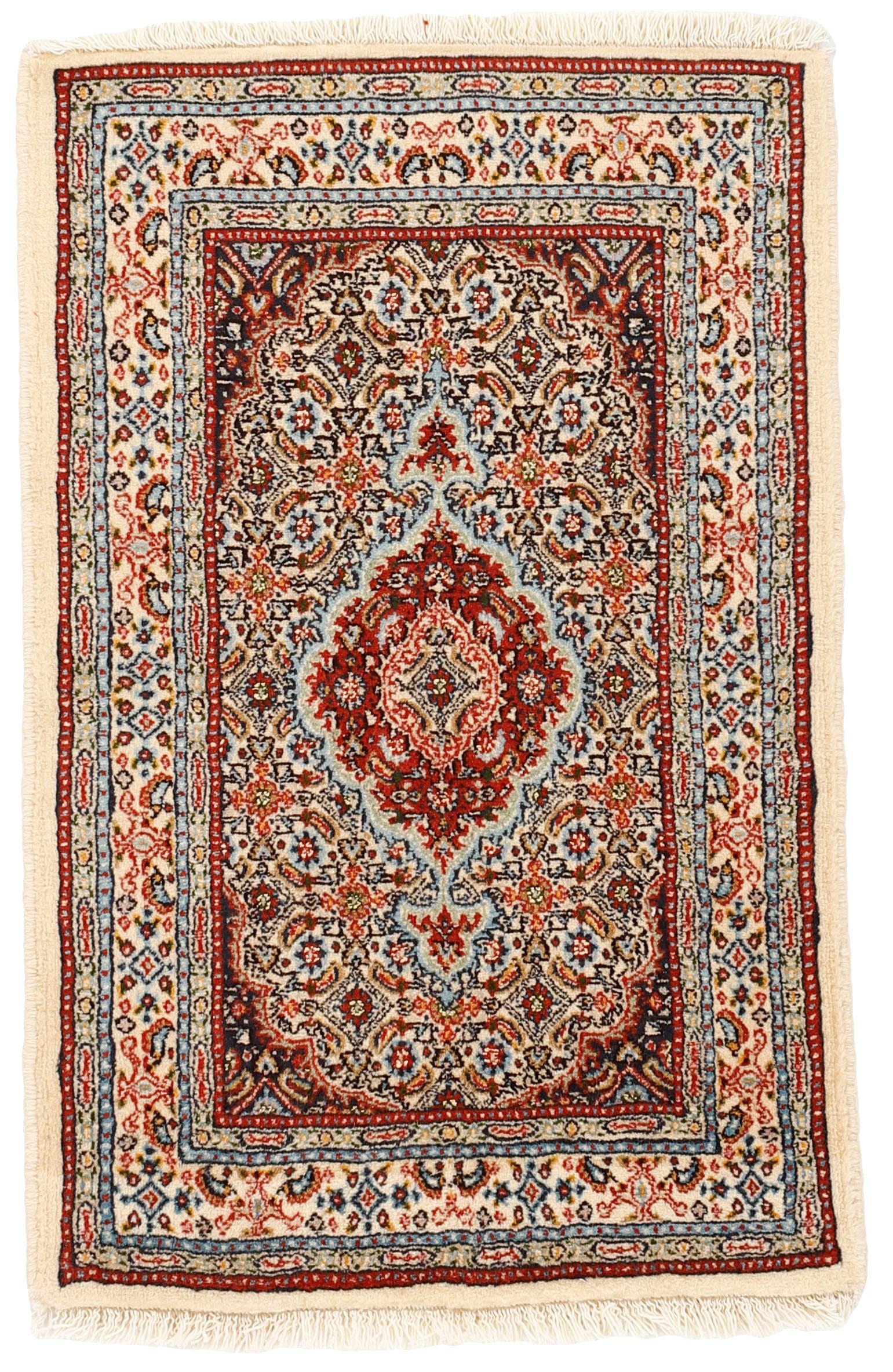 authentic persian rug with traditional floral pattern in red, pink, orange, yellow, blue, green, beige, brown and black