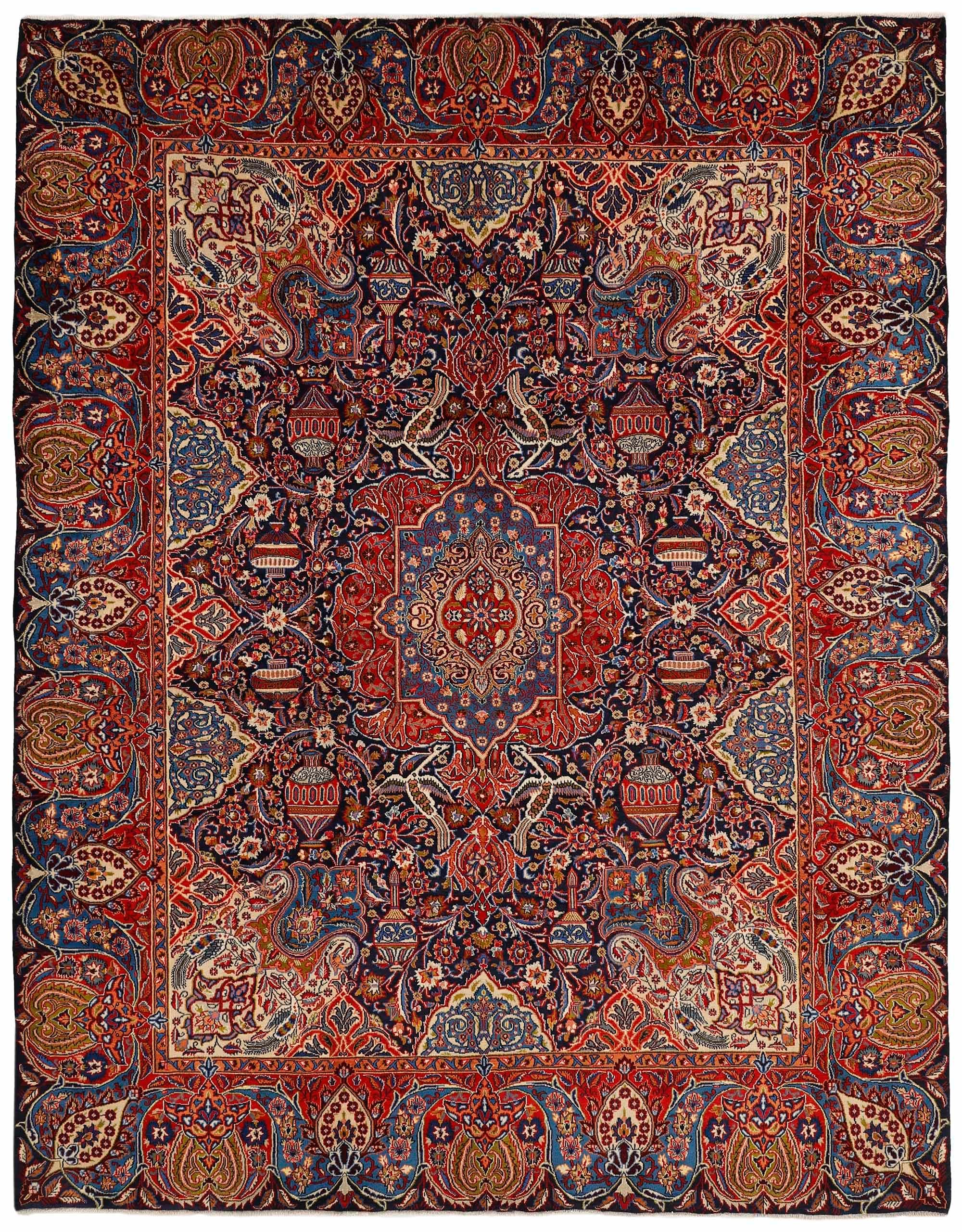 Authentic persian rug with a traditional floral design in red