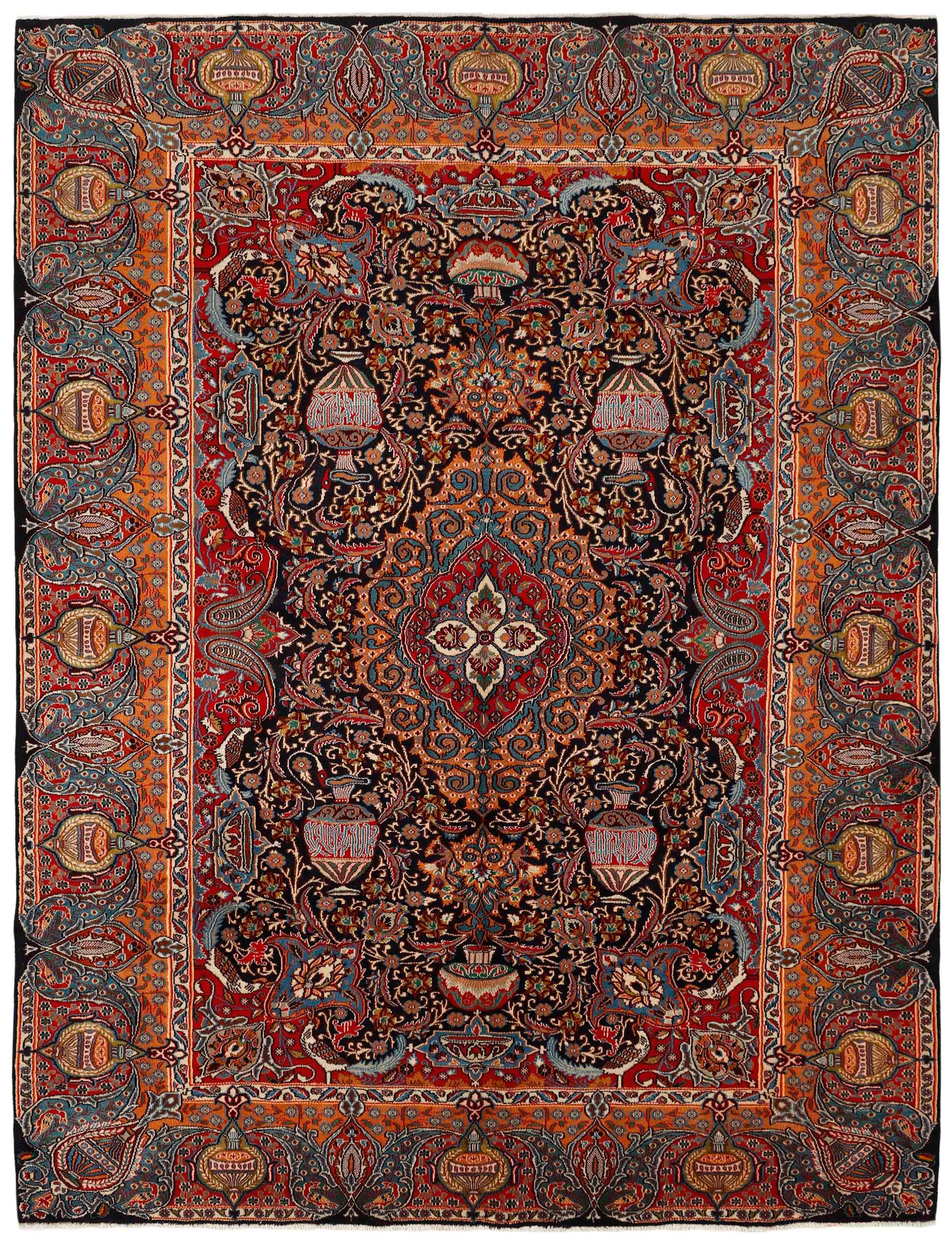 Authentic persian rug with a traditional floral design in red