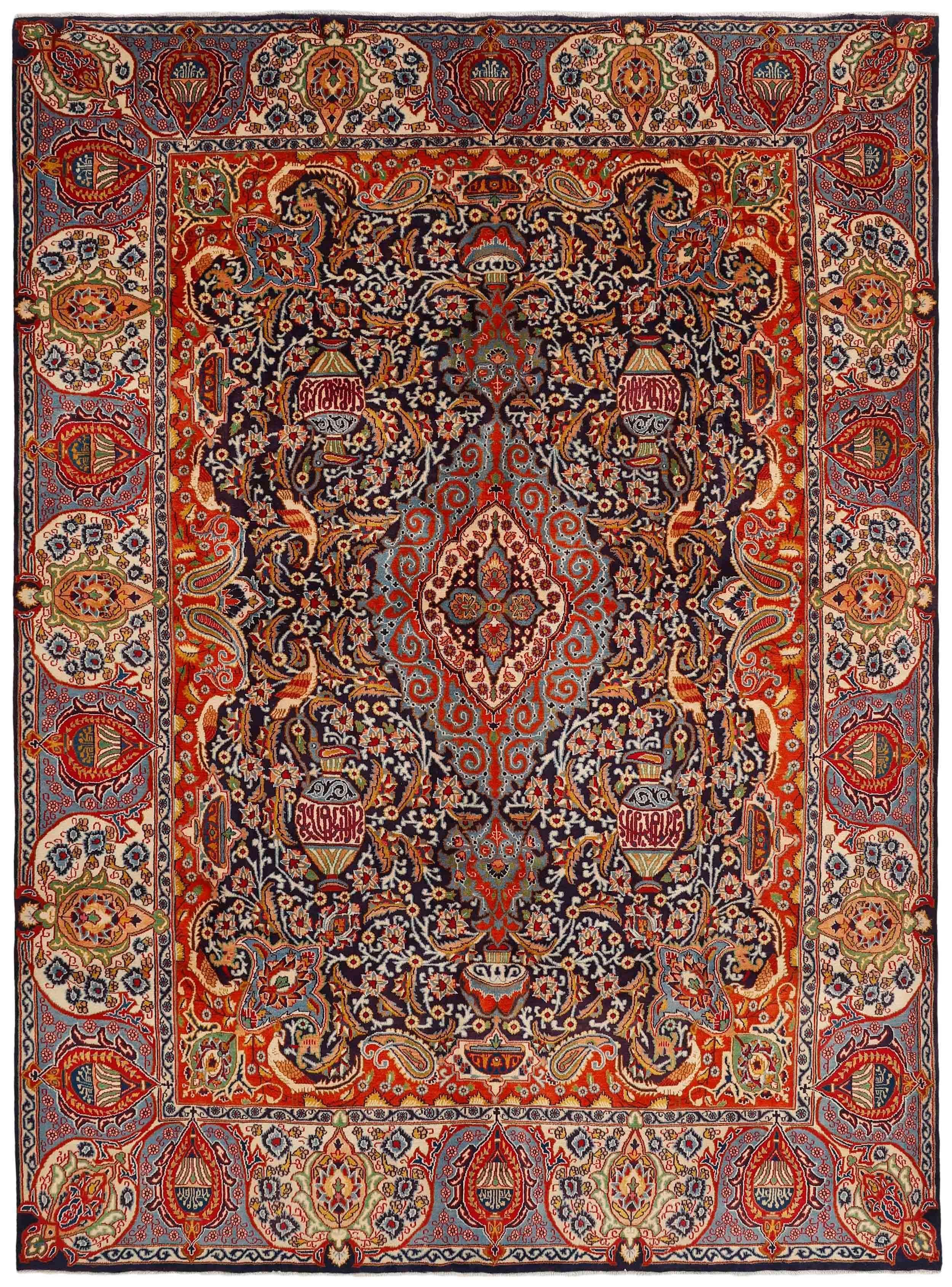 Authentic persian rug with a traditional floral design in red