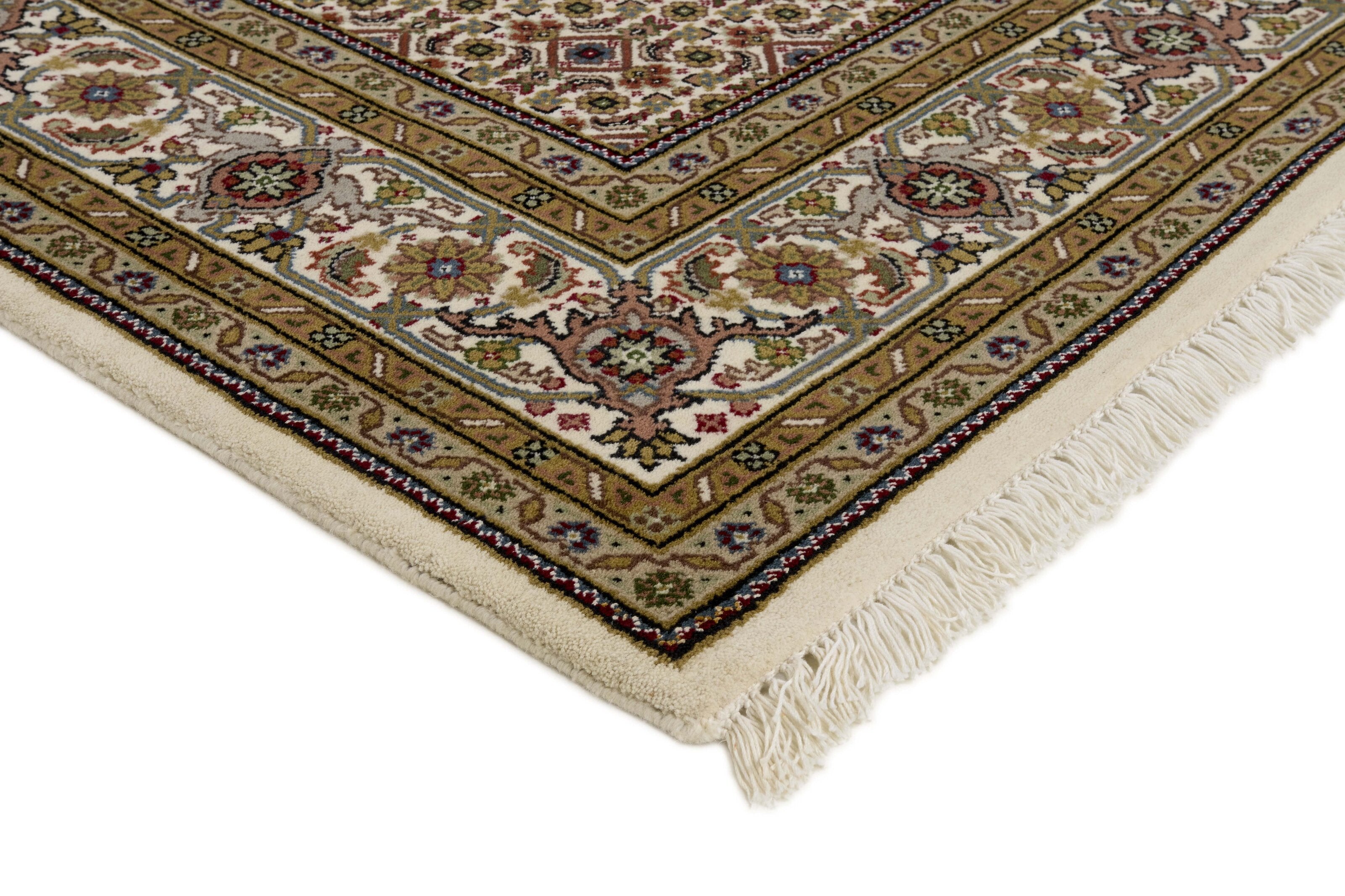 Authentic Oriental Tabriz Indi rug with multicolour floral bordered pattern