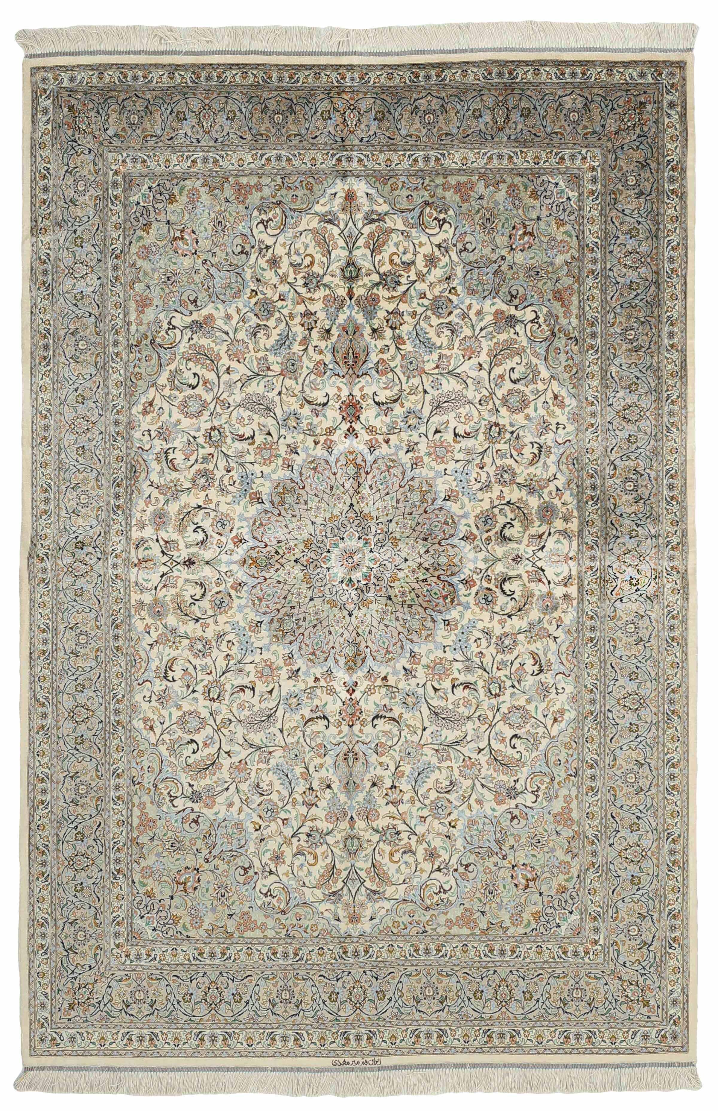 Authentic persian rug with a traditional floral design in beige