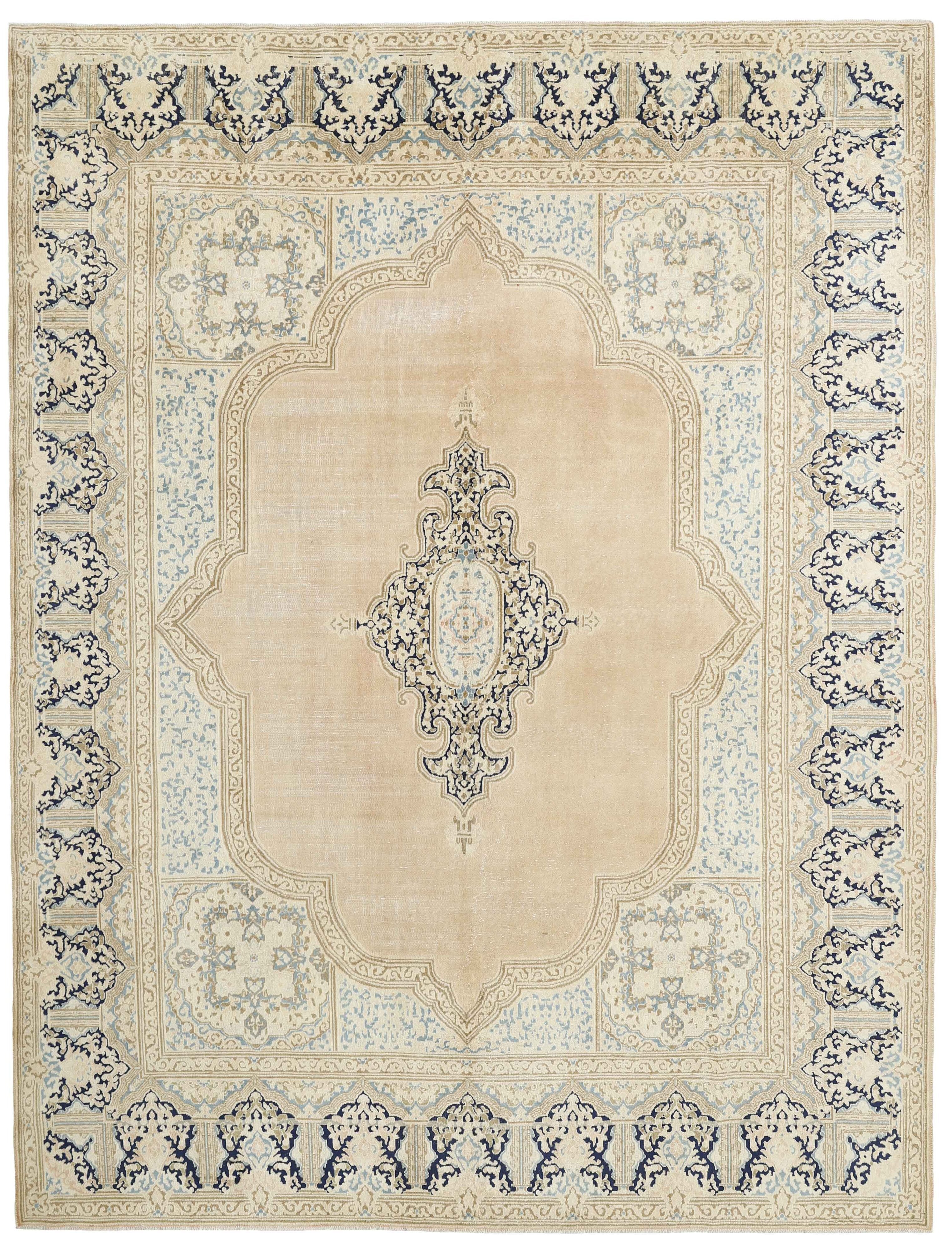 Multicolour distressed bordered vintage Persian-style rug