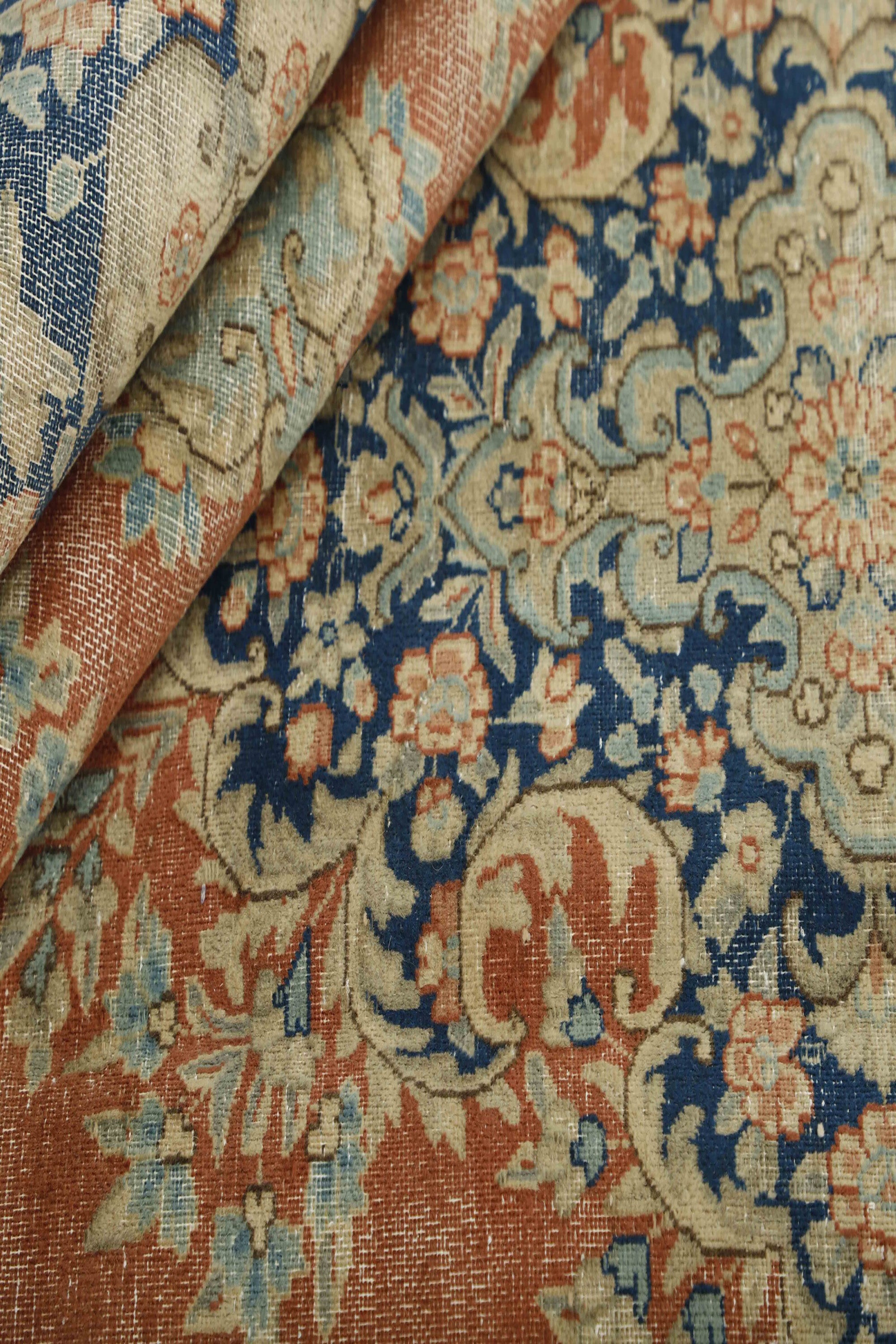 Multicolour distressed bordered vintage Persian-style rug