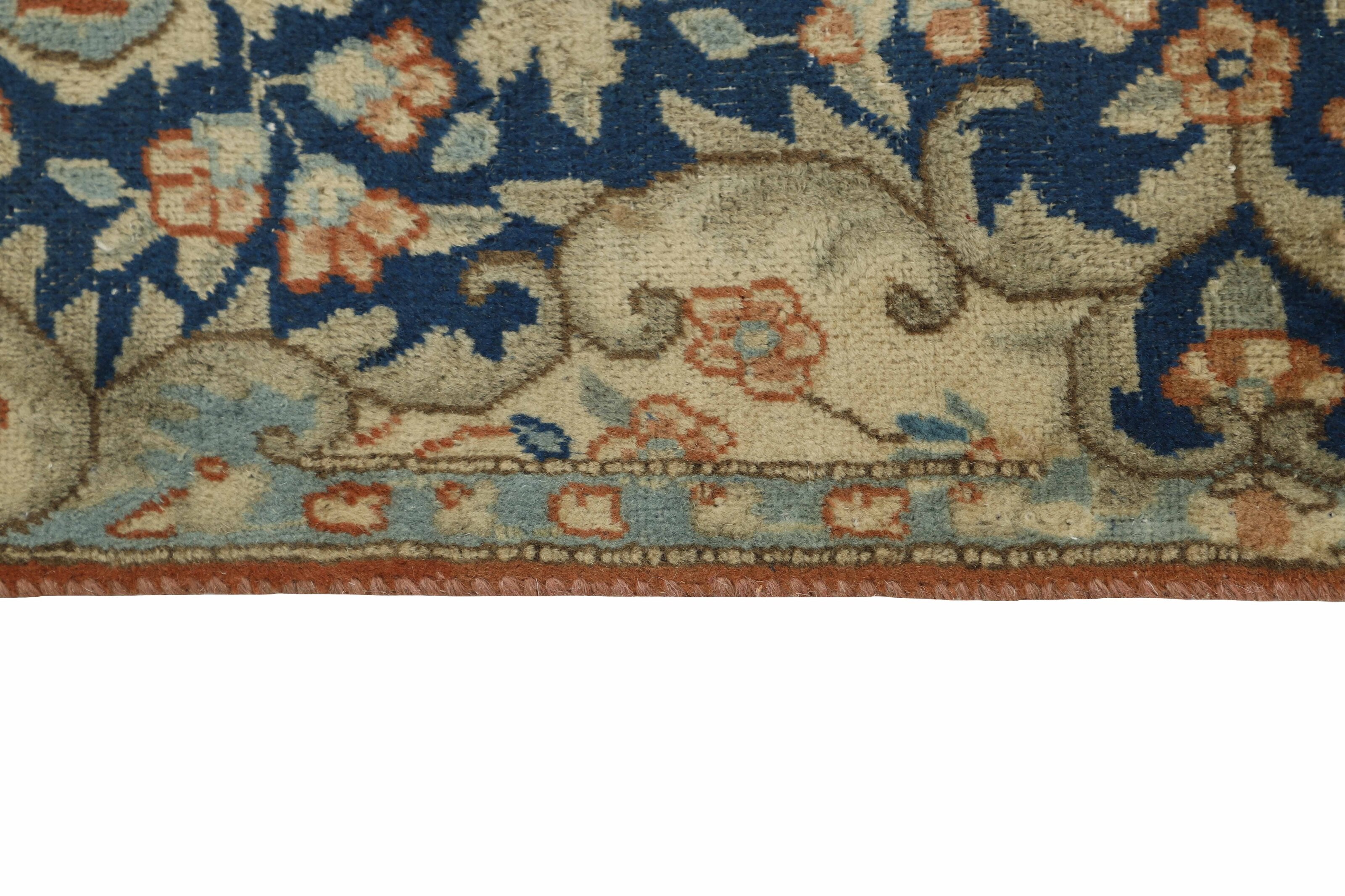 Multicolour distressed bordered vintage Persian-style rug