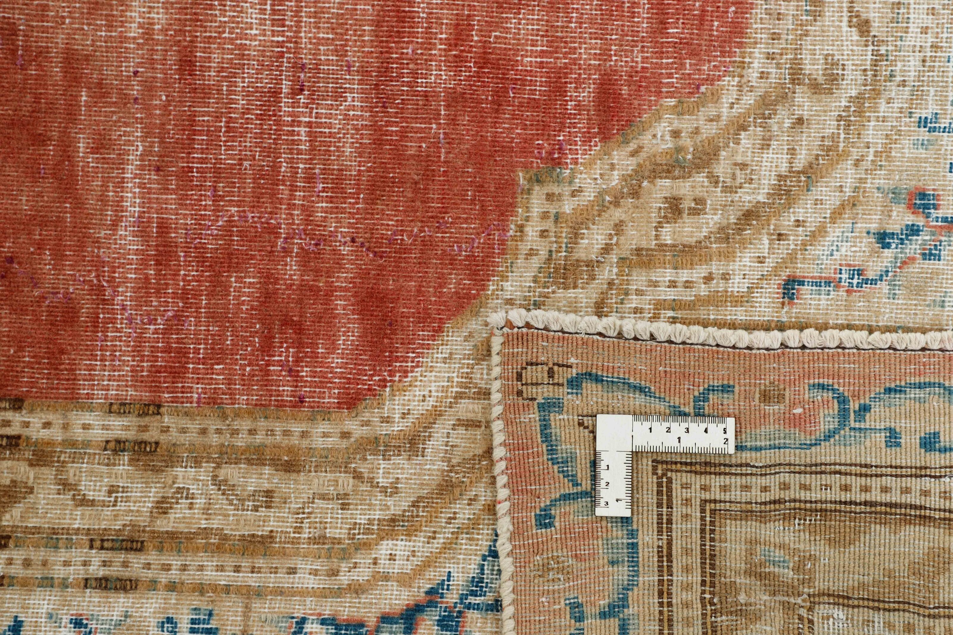 Multicolour distressed bordered vintage Persian-style rug