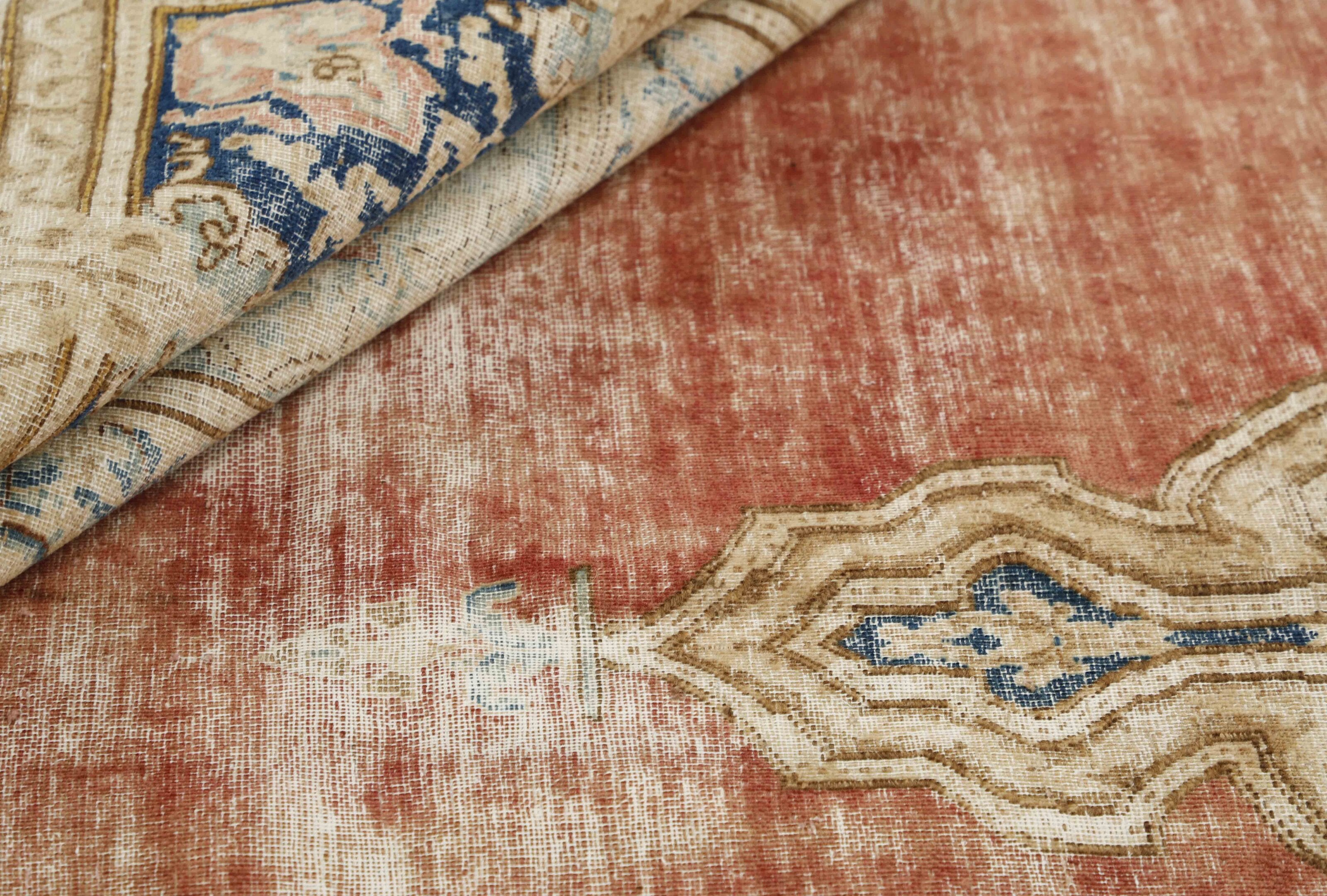 Multicolour distressed bordered vintage Persian-style rug