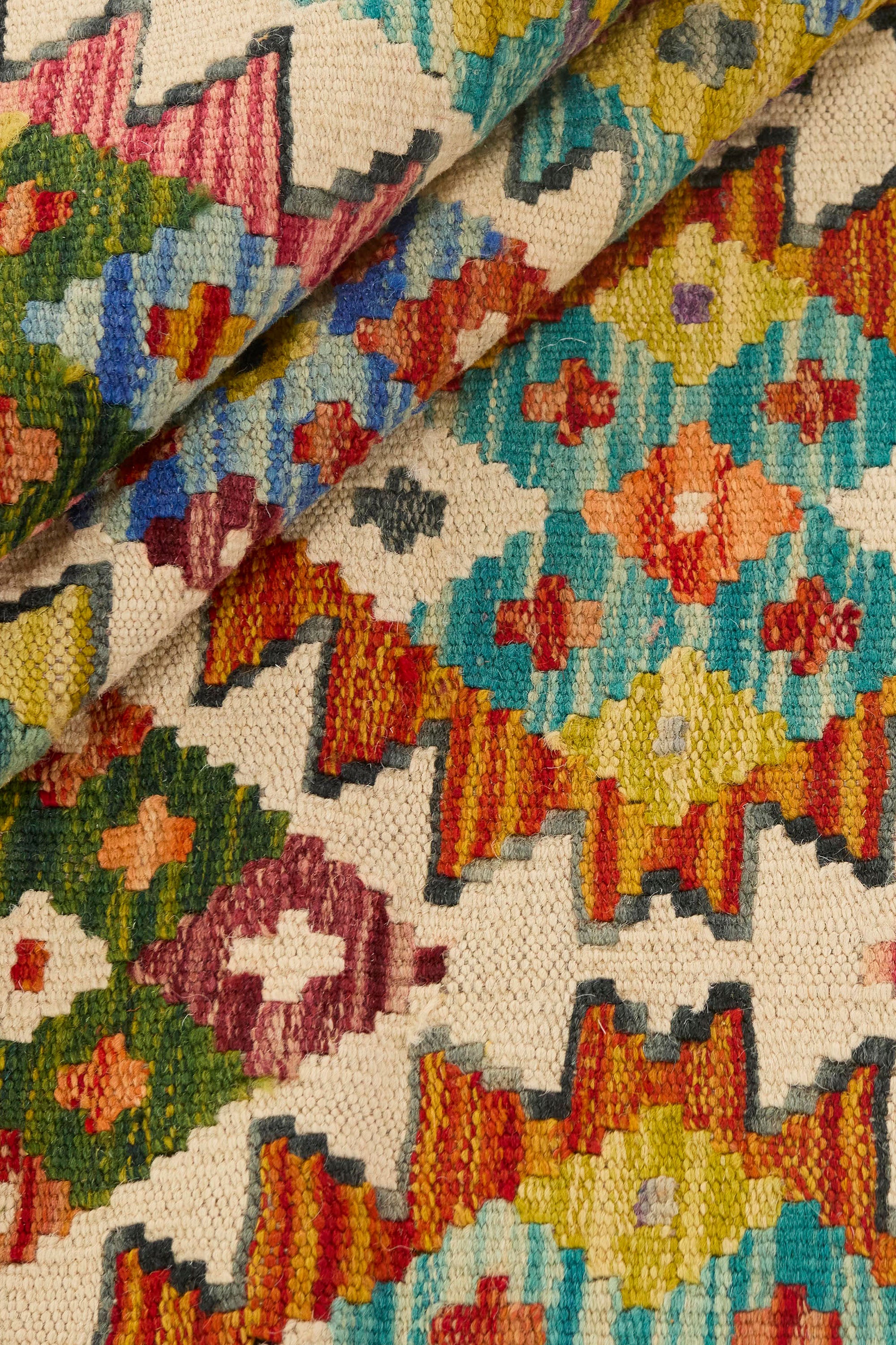 Multicolour traditional Afghan Kilim rug