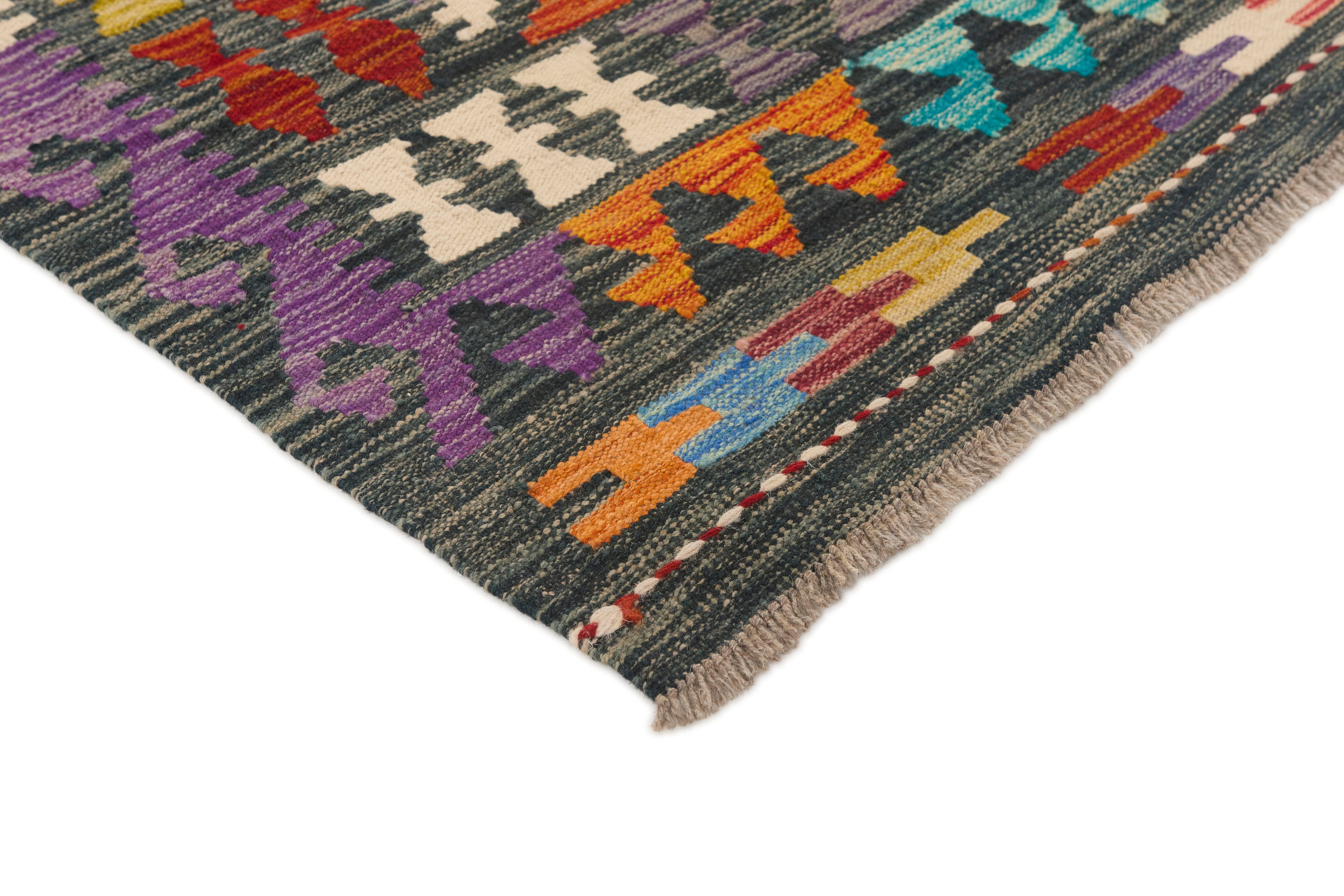 Multicolour traditional Afghan Kilim rug